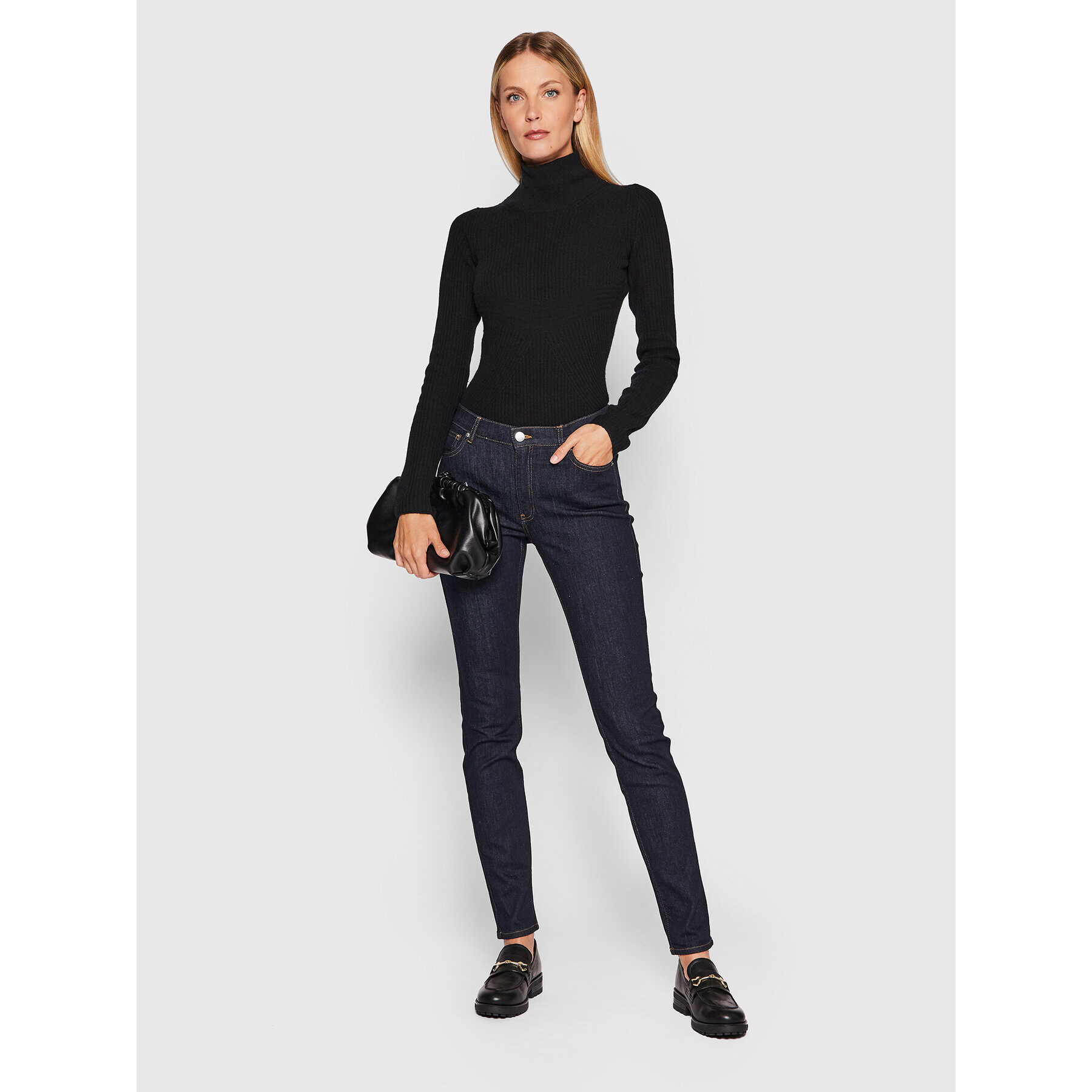 Trussardi Bluză cu gât Archive Ribs 56M00532 Negru Regular Fit - Pled.ro