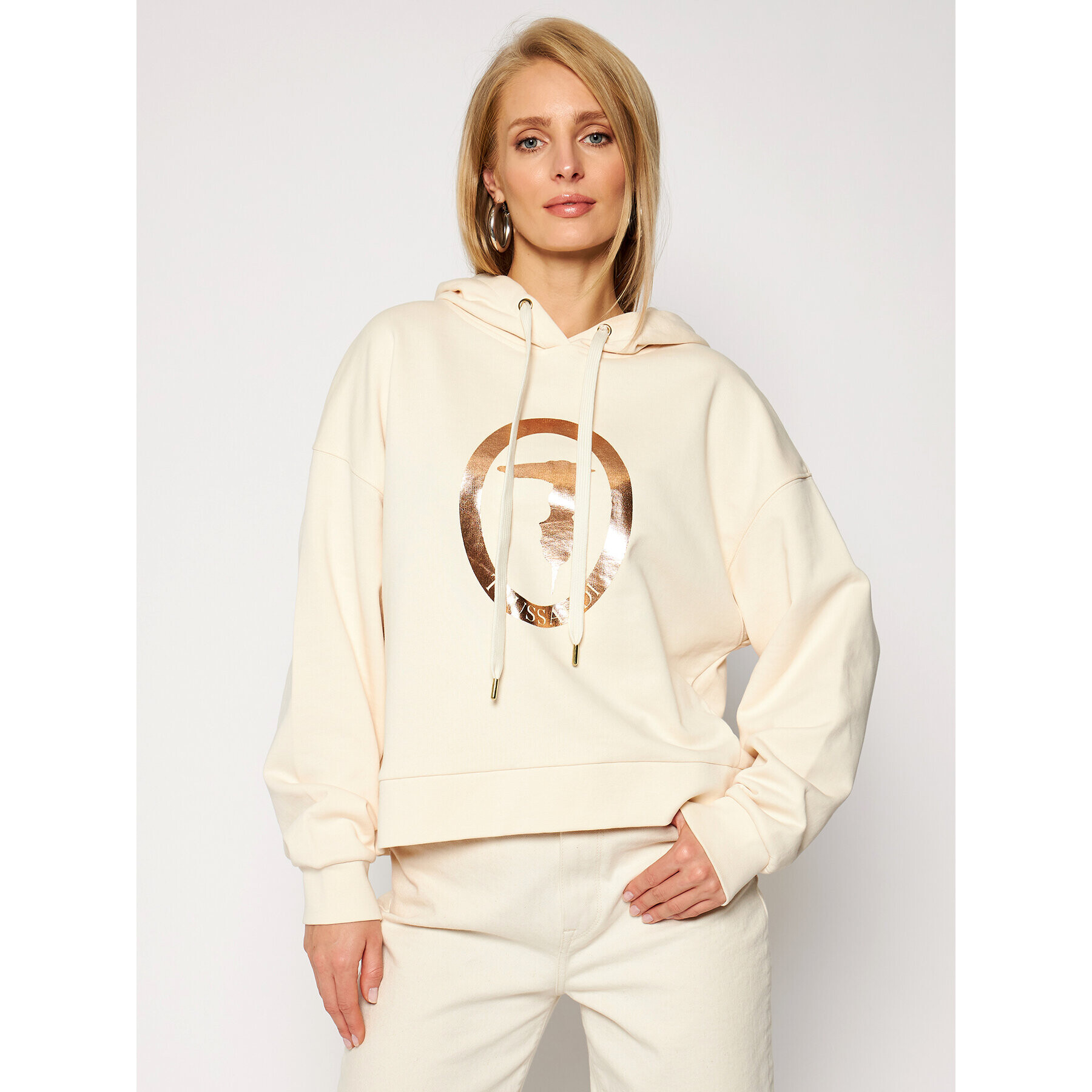 Trussardi Bluză Sweatshirt Hooded 56F00102 Bej Regular Fit - Pled.ro