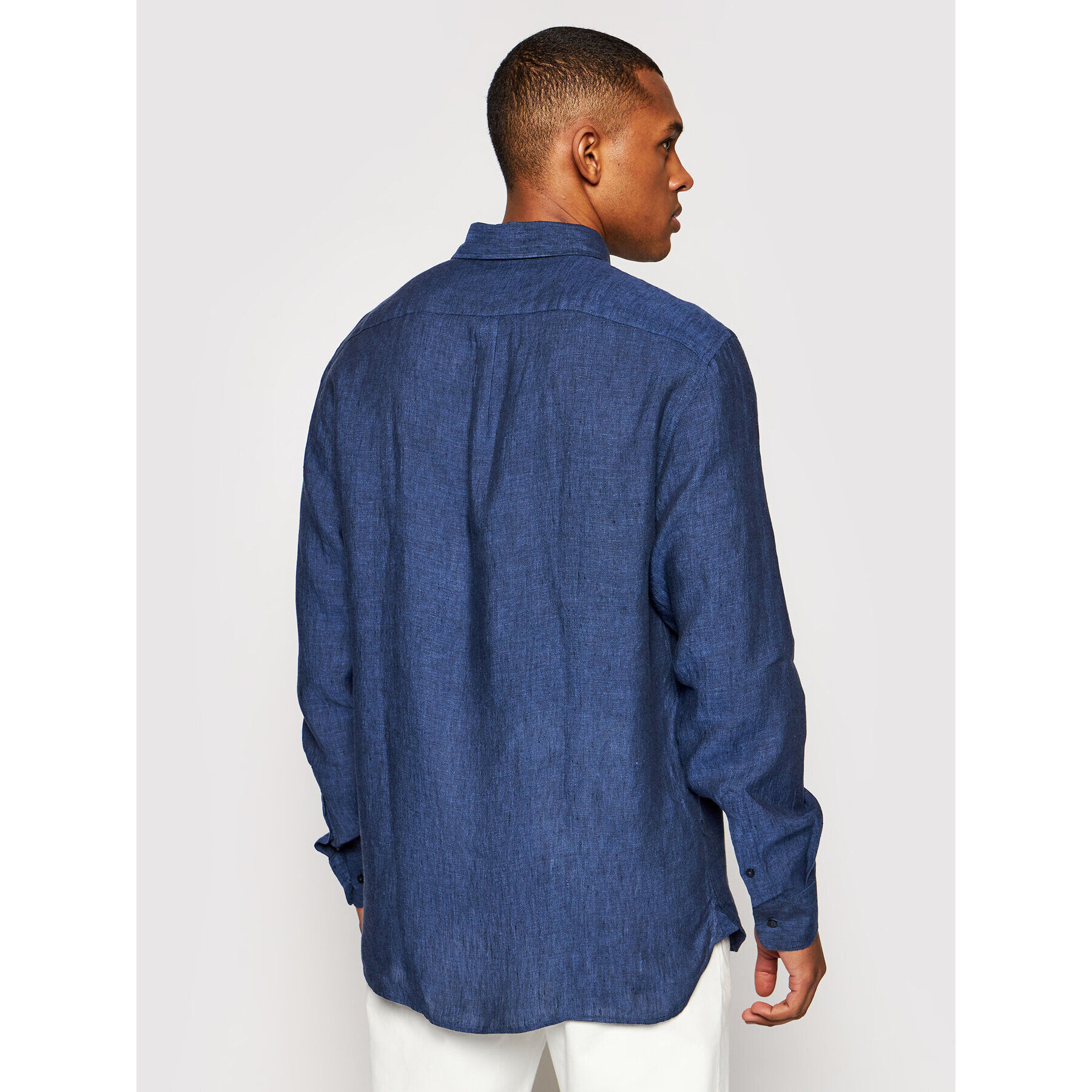 Trussardi Cămașă Yarn Dyed 52C00212 Bleumarin Close Fit - Pled.ro