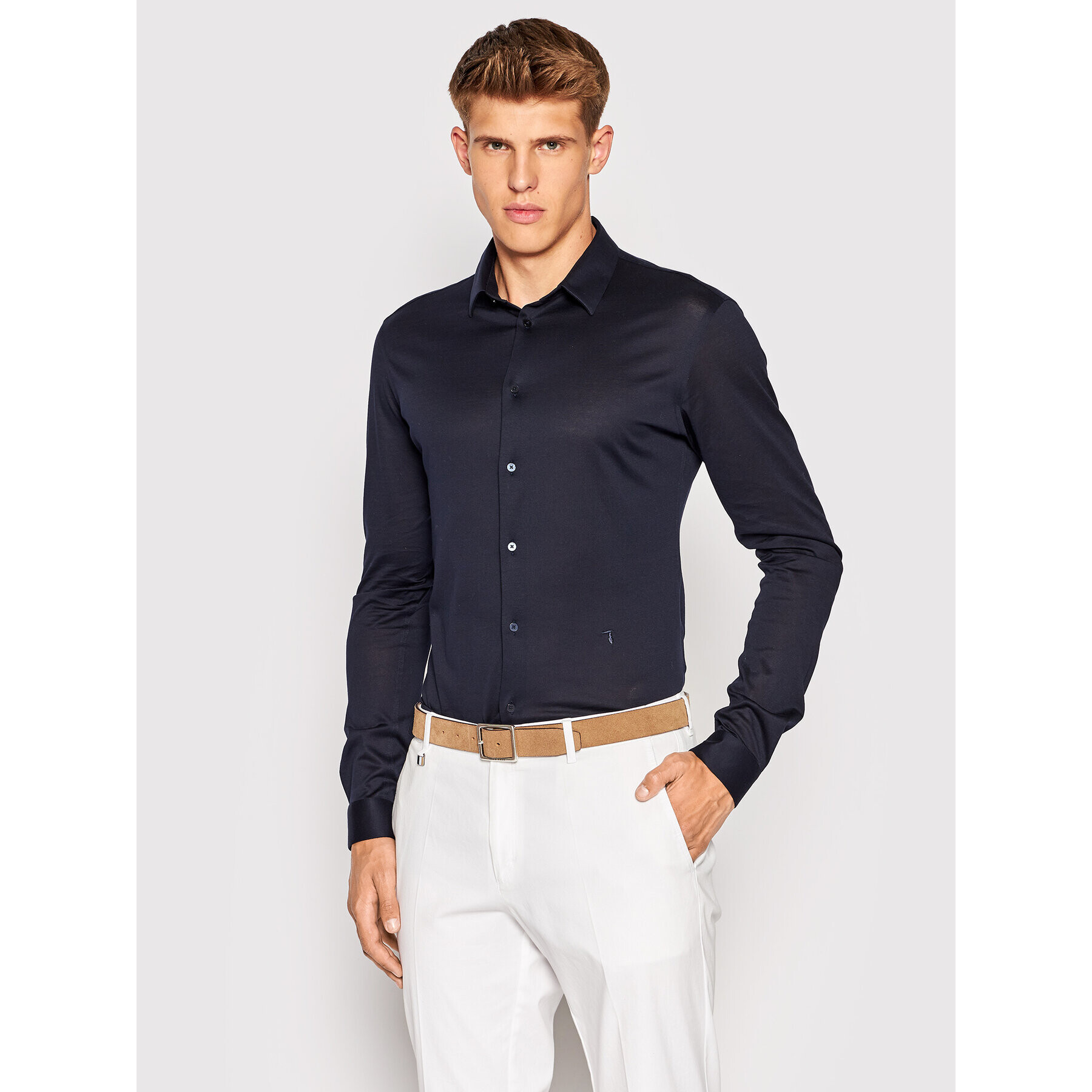 Trussardi Cămașă Mercerized 52C00281 Bleumarin Slim Fit - Pled.ro