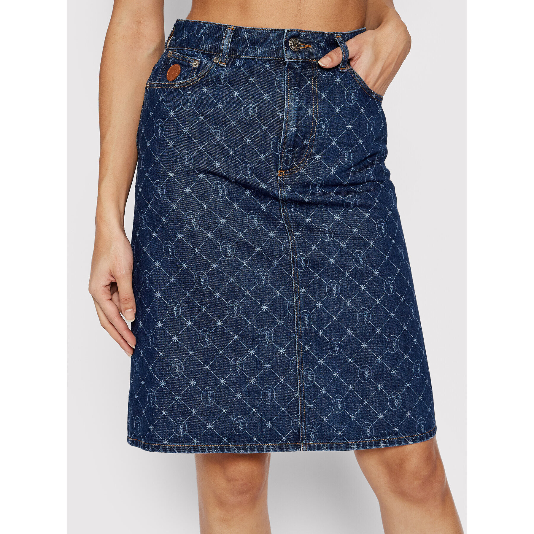 Trussardi Fustă de blugi 56G00208 Bleumarin Regular Fit - Pled.ro