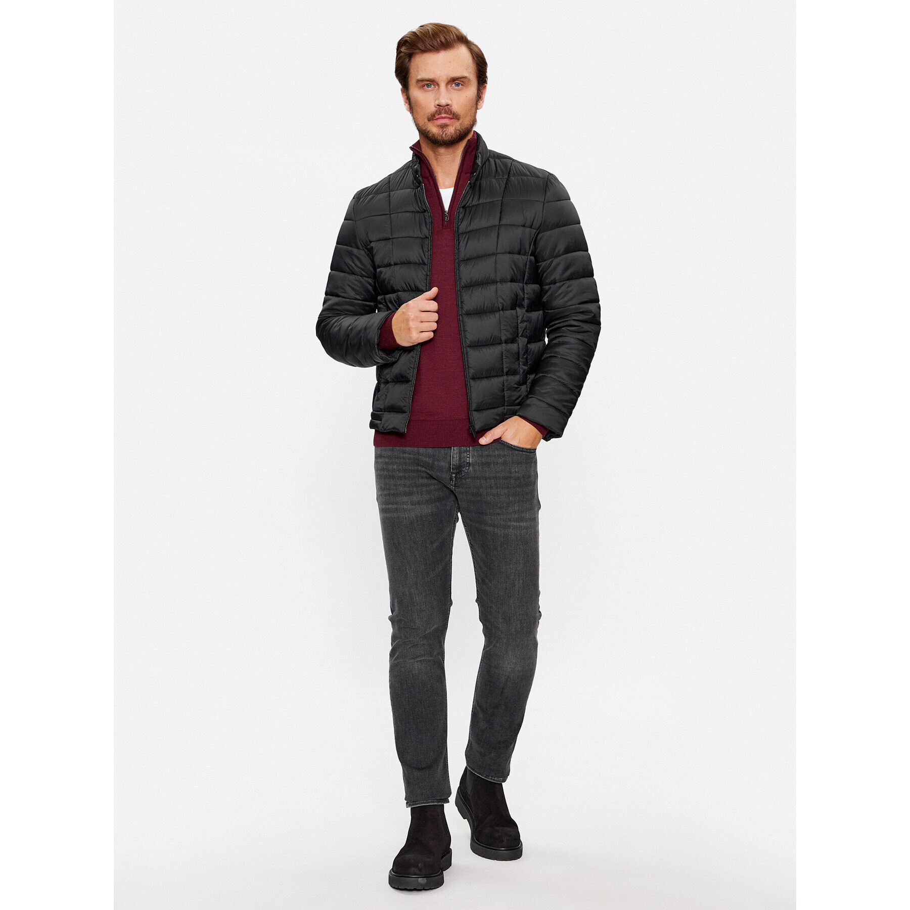 Trussardi Geacă de iarnă 52S00906 Negru Regular Fit - Pled.ro