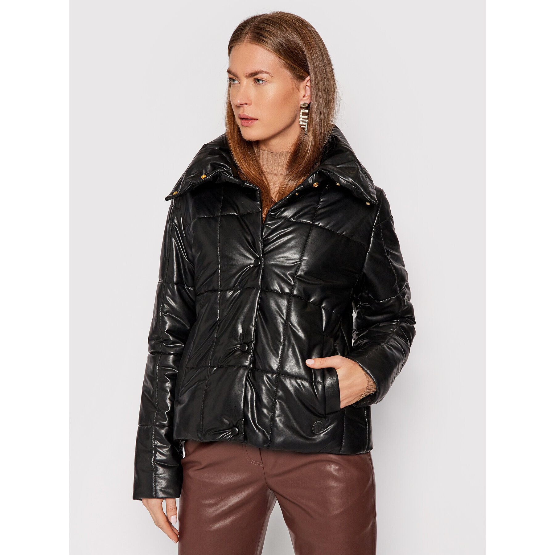 Trussardi Geacă din imitație de piele Quilted 56S00654 Negru Regular Fit - Pled.ro