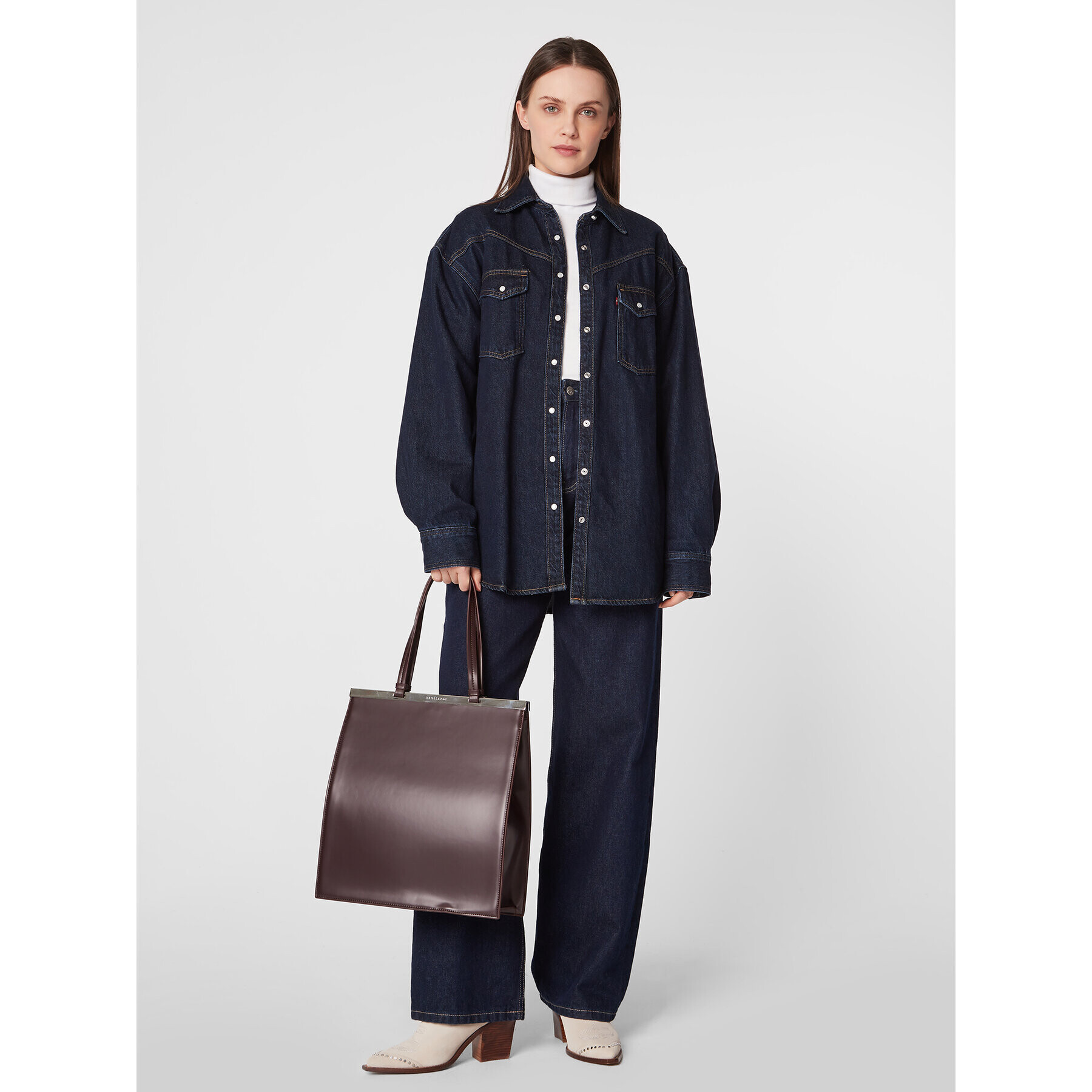 Trussardi Geantă Galena Shopping Ns Brushed 75B01380 Maro - Pled.ro