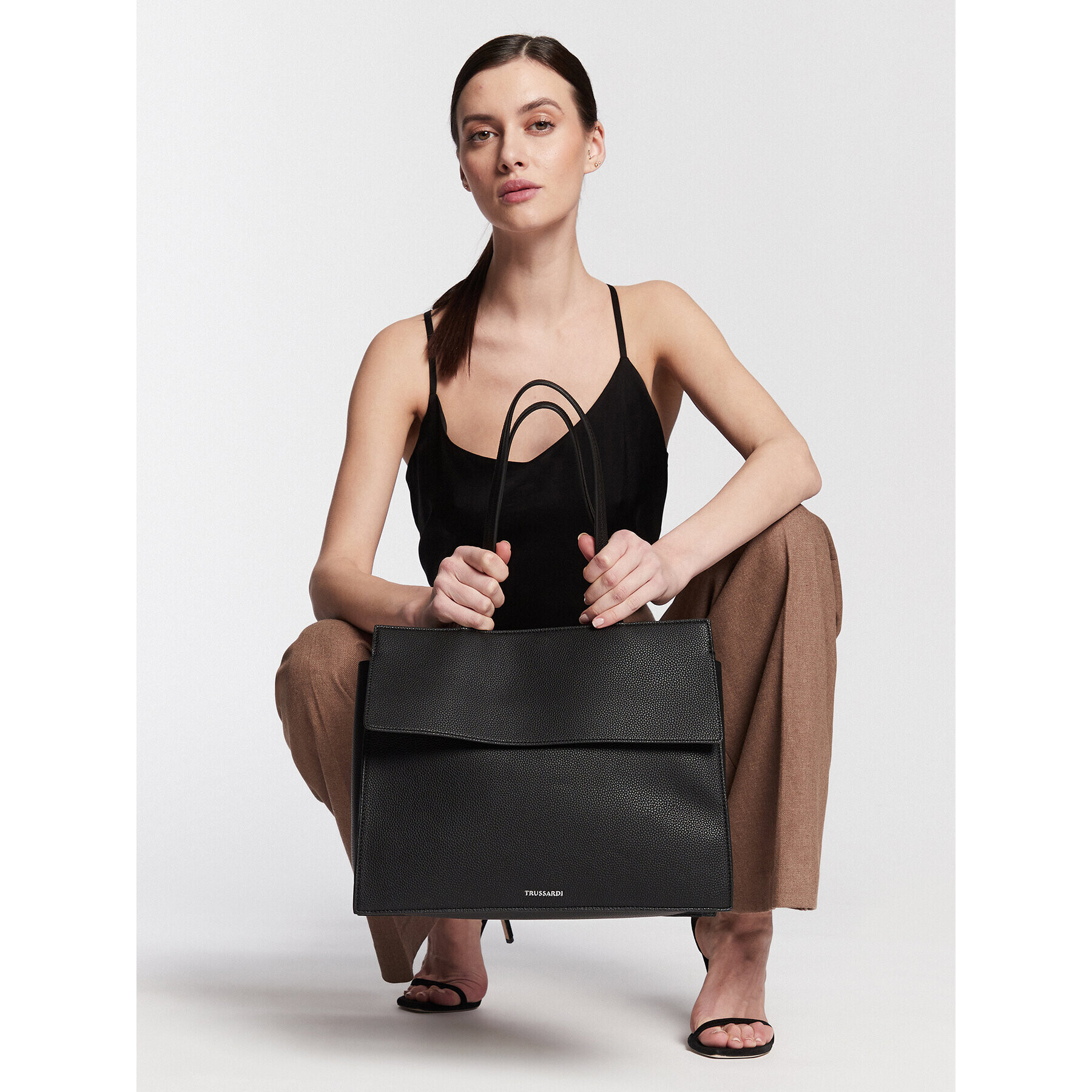 Trussardi Geantă Nadir Shopping Md 75B01490 Negru - Pled.ro