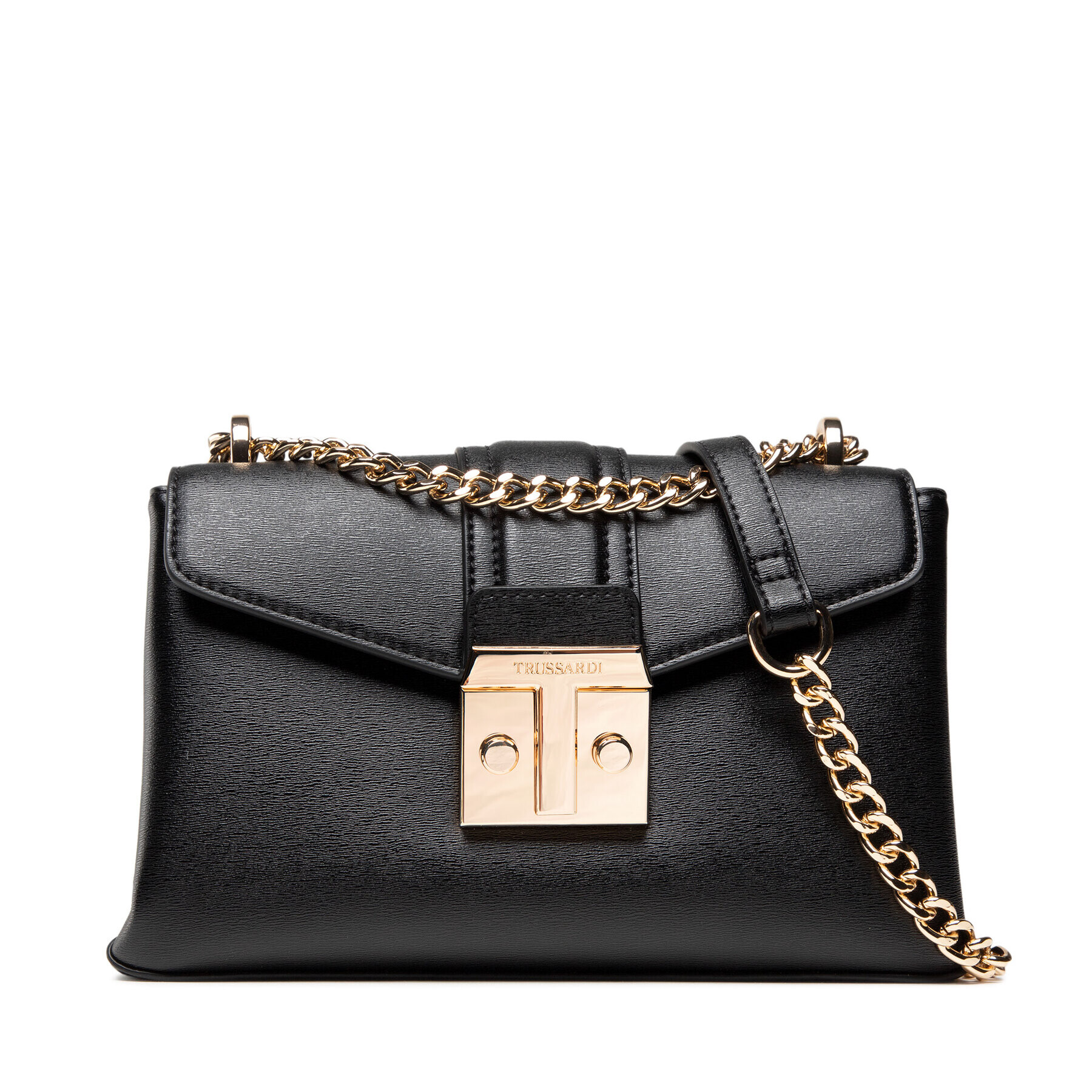 Trussardi Geantă Tulip Flap Crossbody Md Palmel 75B01110 Negru - Pled.ro