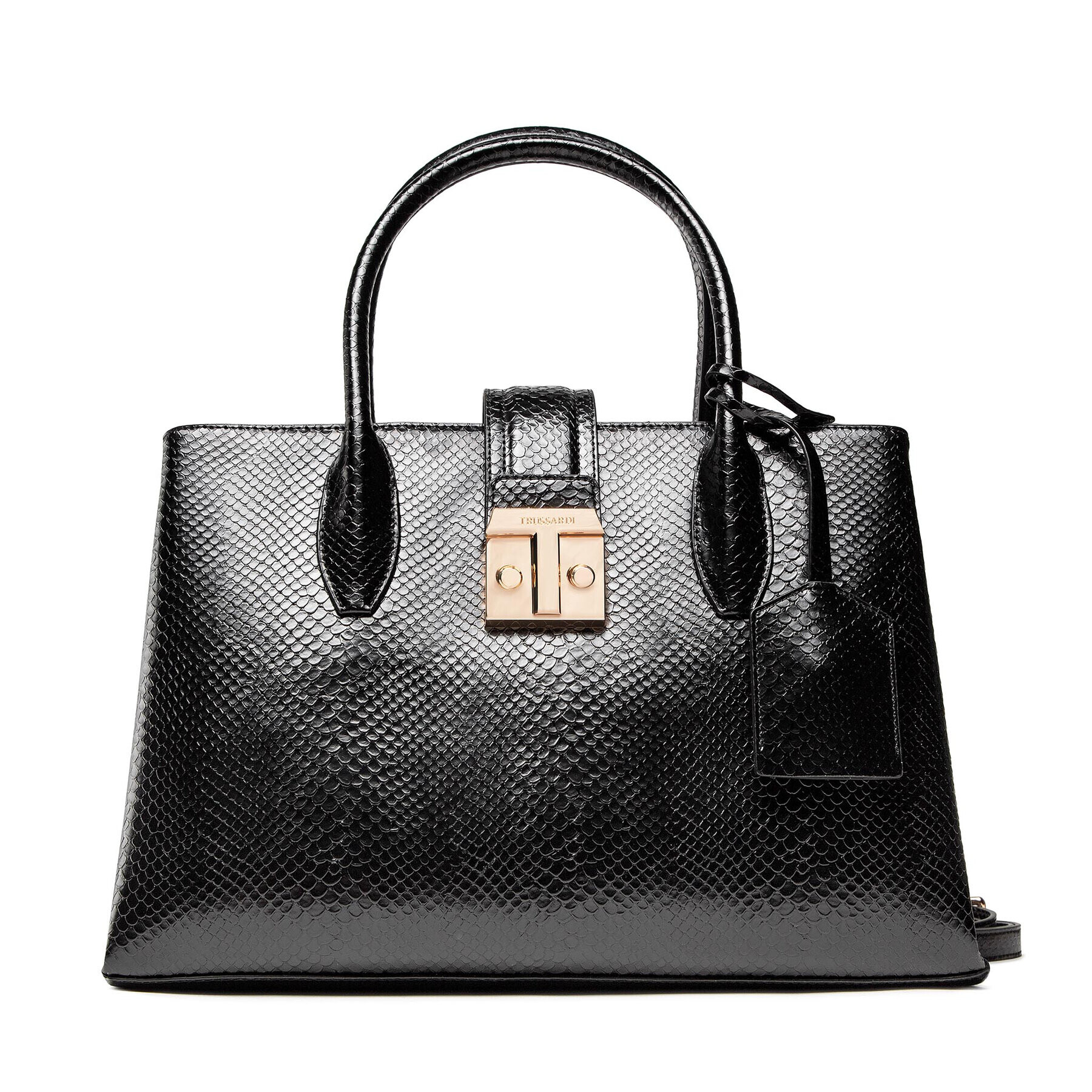 Trussardi Geantă Tulip Tote Md Phyton 75B01089 Negru - Pled.ro