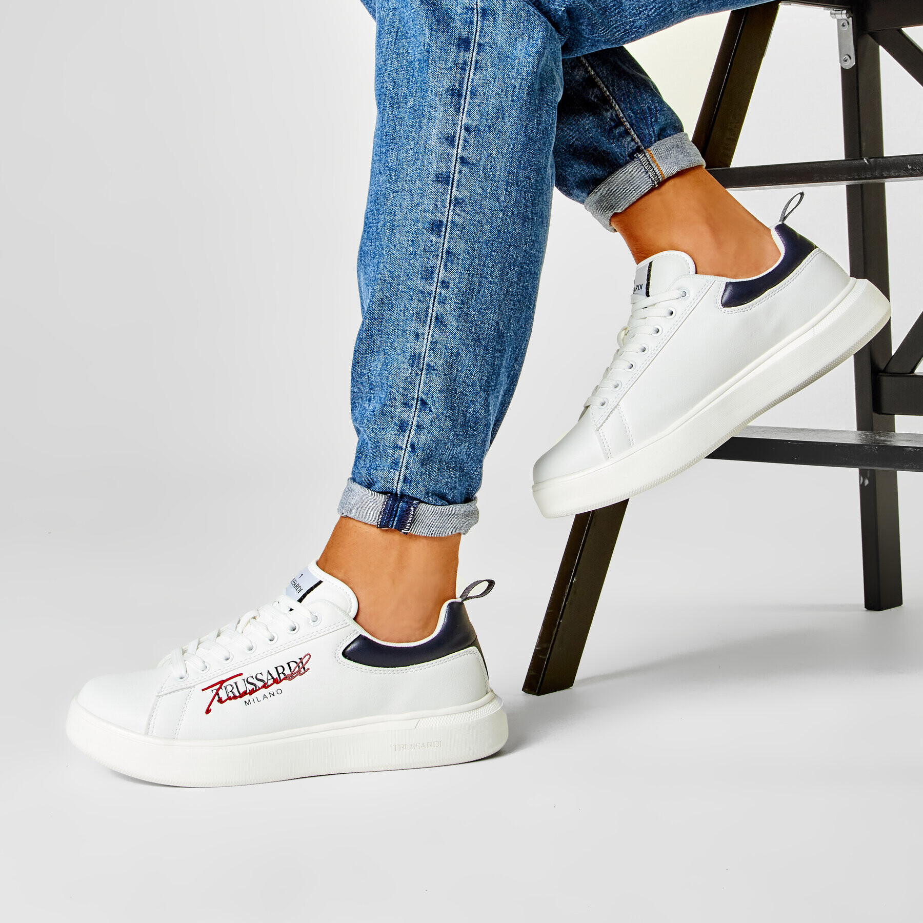 Trussardi Jeans Sneakers 77A00279 Alb - Pled.ro