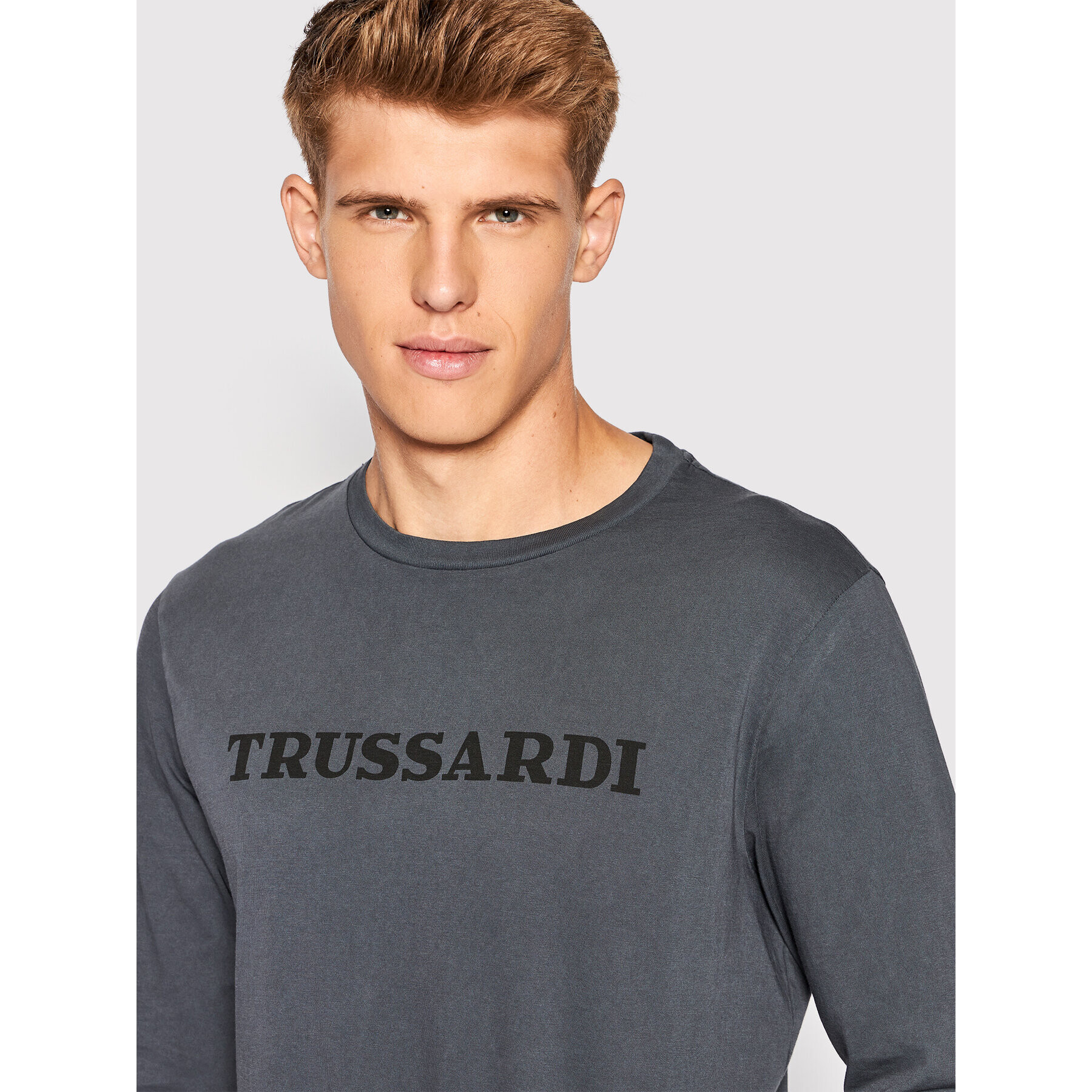 Trussardi Longsleeve Logo Print 52T00643 Gri Regular Fit - Pled.ro