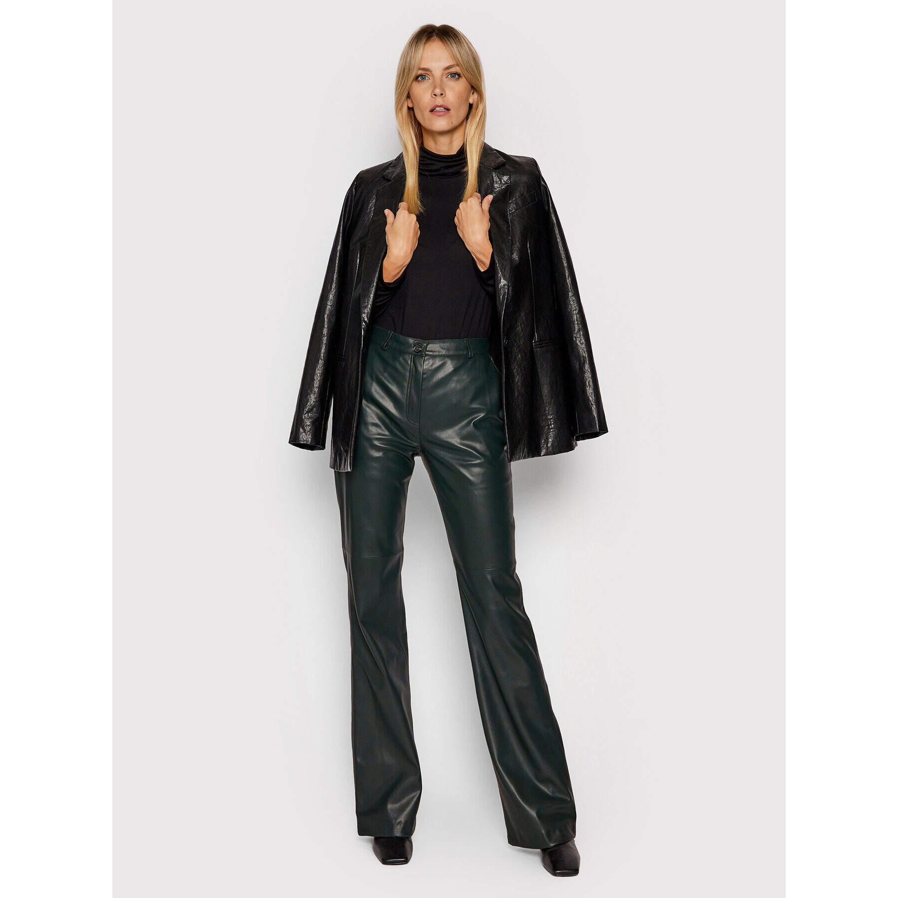 Trussardi Pantaloni din imitație de piele 56P00251 Verde Regular Fit - Pled.ro