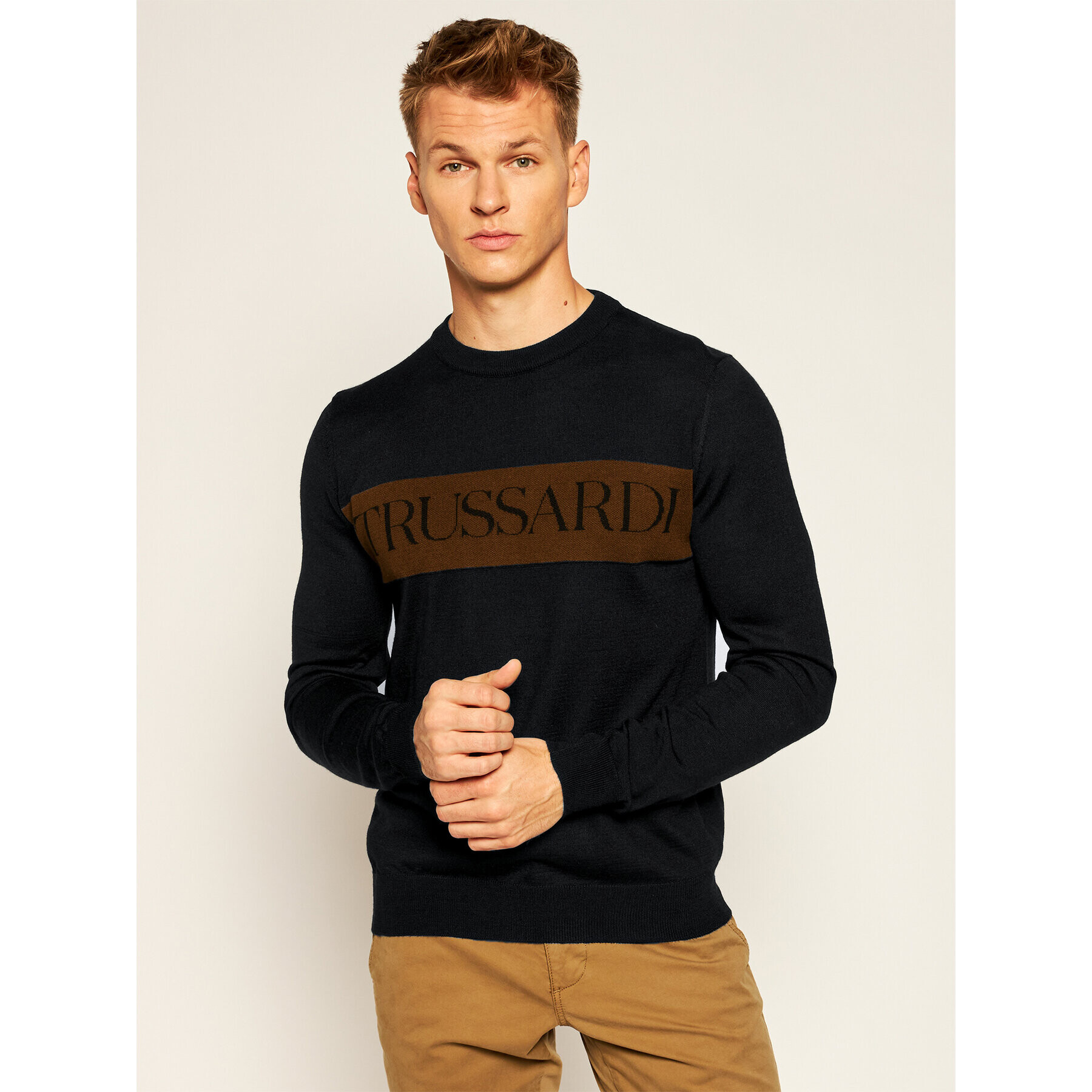 Trussardi Pulover 52M00426 Negru Regular Fit - Pled.ro