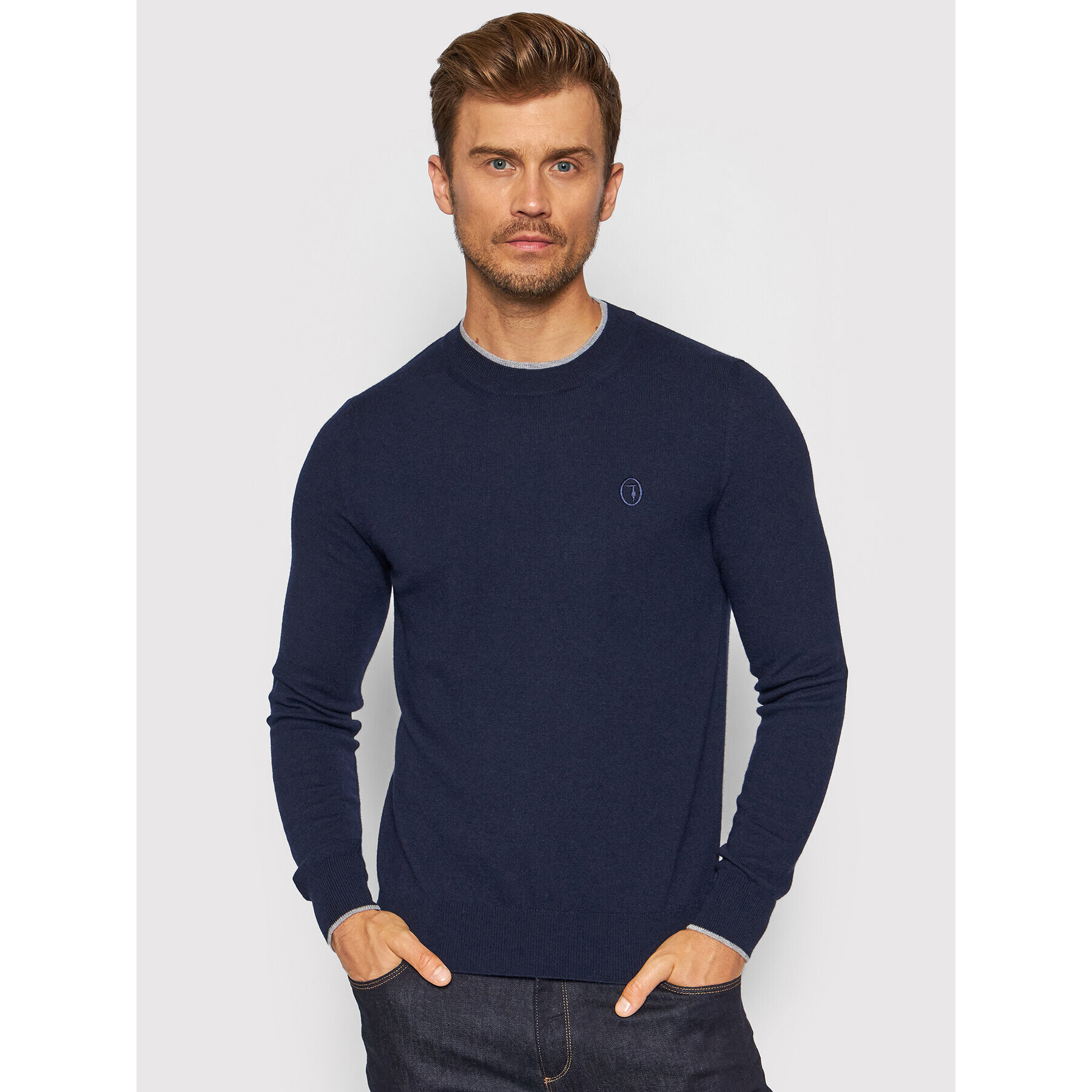 Trussardi Pulover 52M00519 Bleumarin Regular Fit - Pled.ro