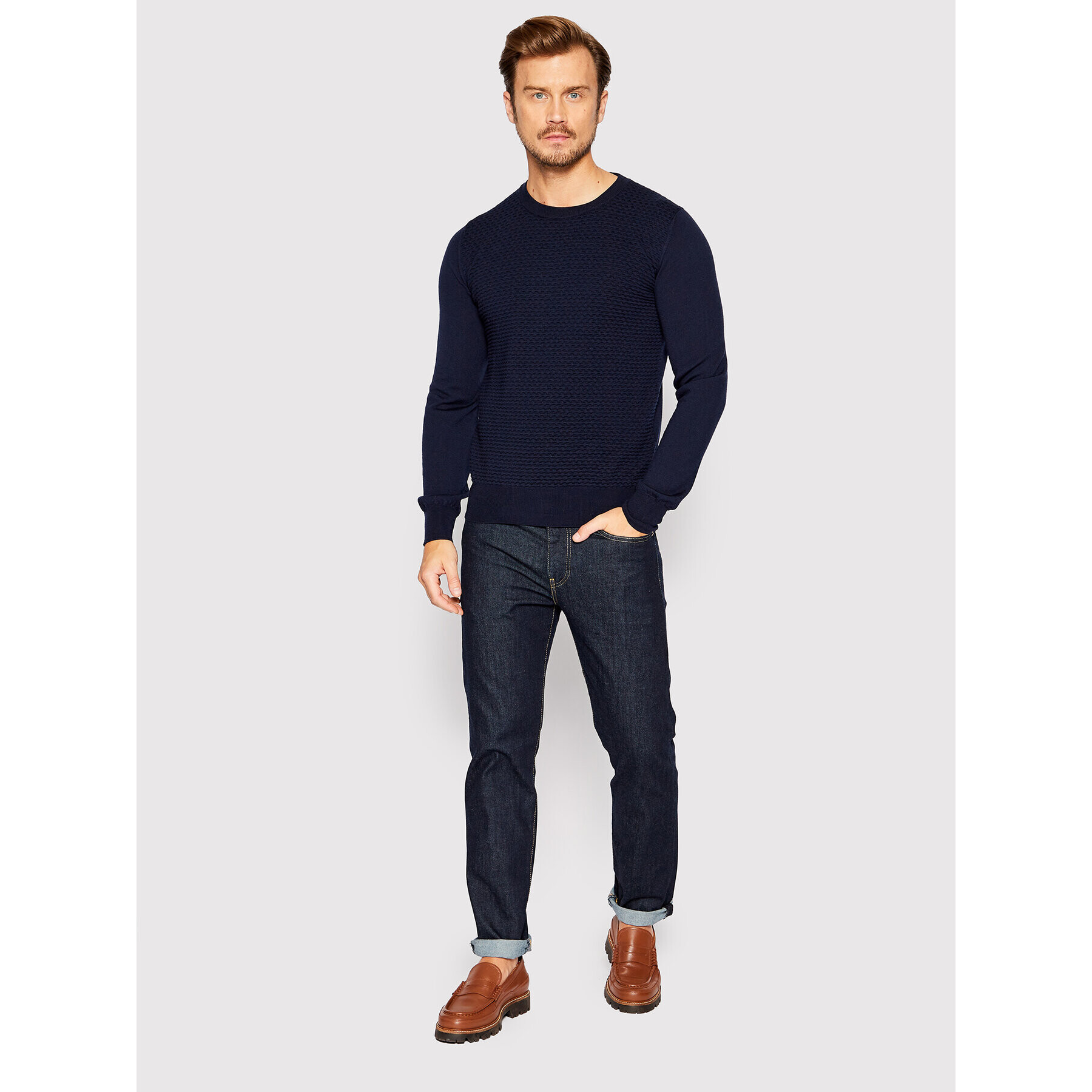 Trussardi Pulover 52M00642 Bleumarin Regular Fit - Pled.ro