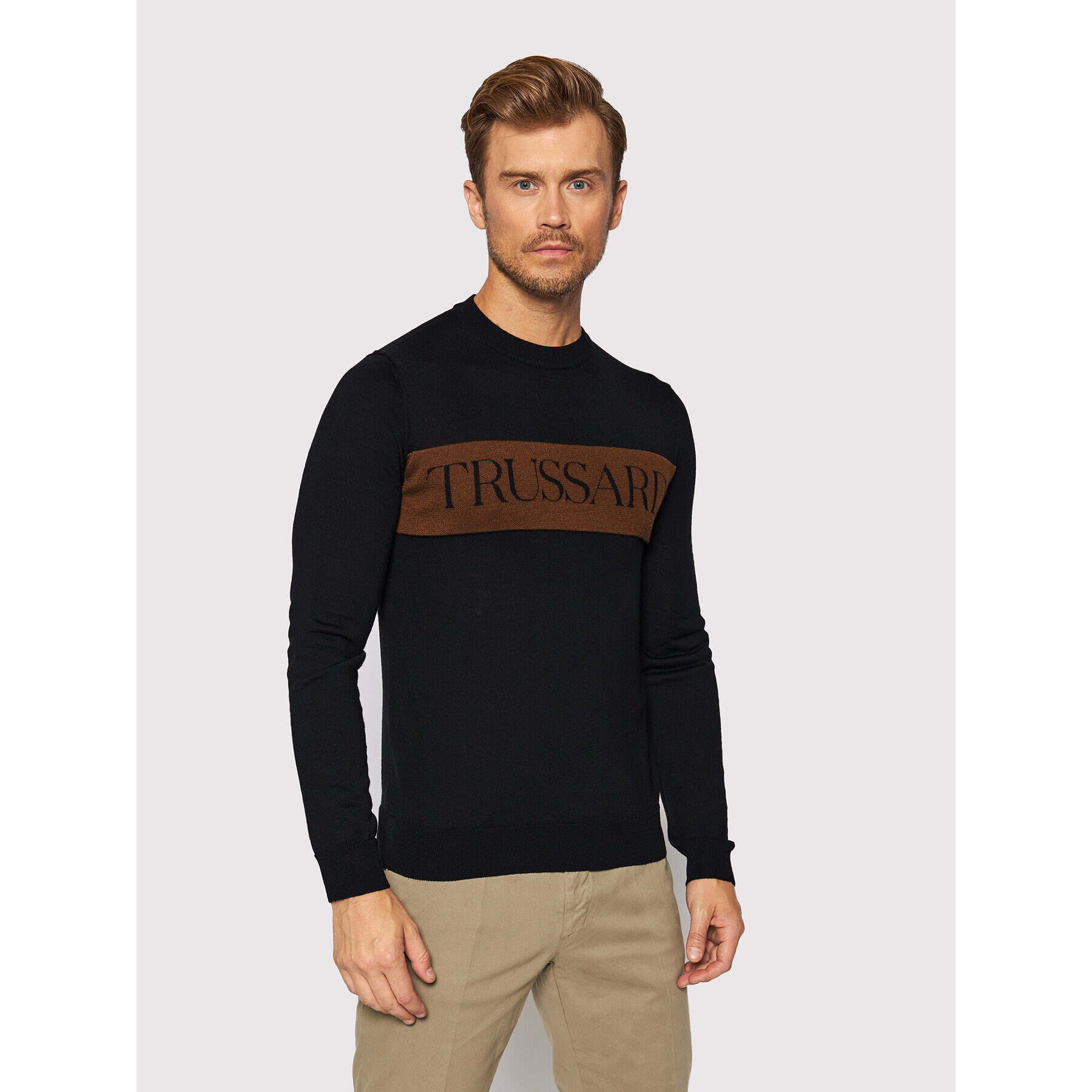 Trussardi Pulover Logo 52M00517 Negru Regular Fit - Pled.ro