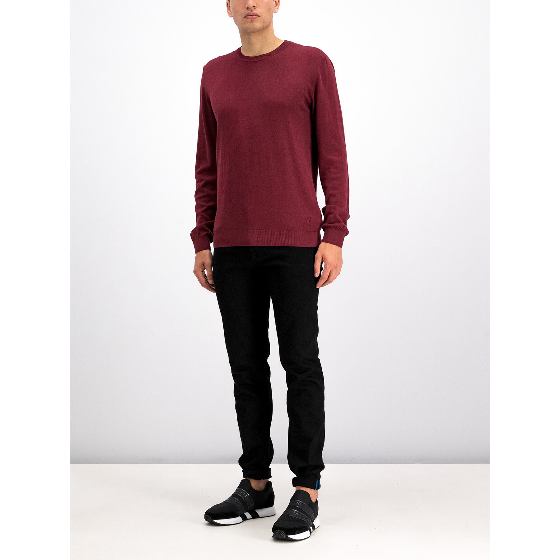 Trussardi Pulover Round Neck Long Sleeves Pure Cotton 52M00188 Vișiniu Regular Fit - Pled.ro