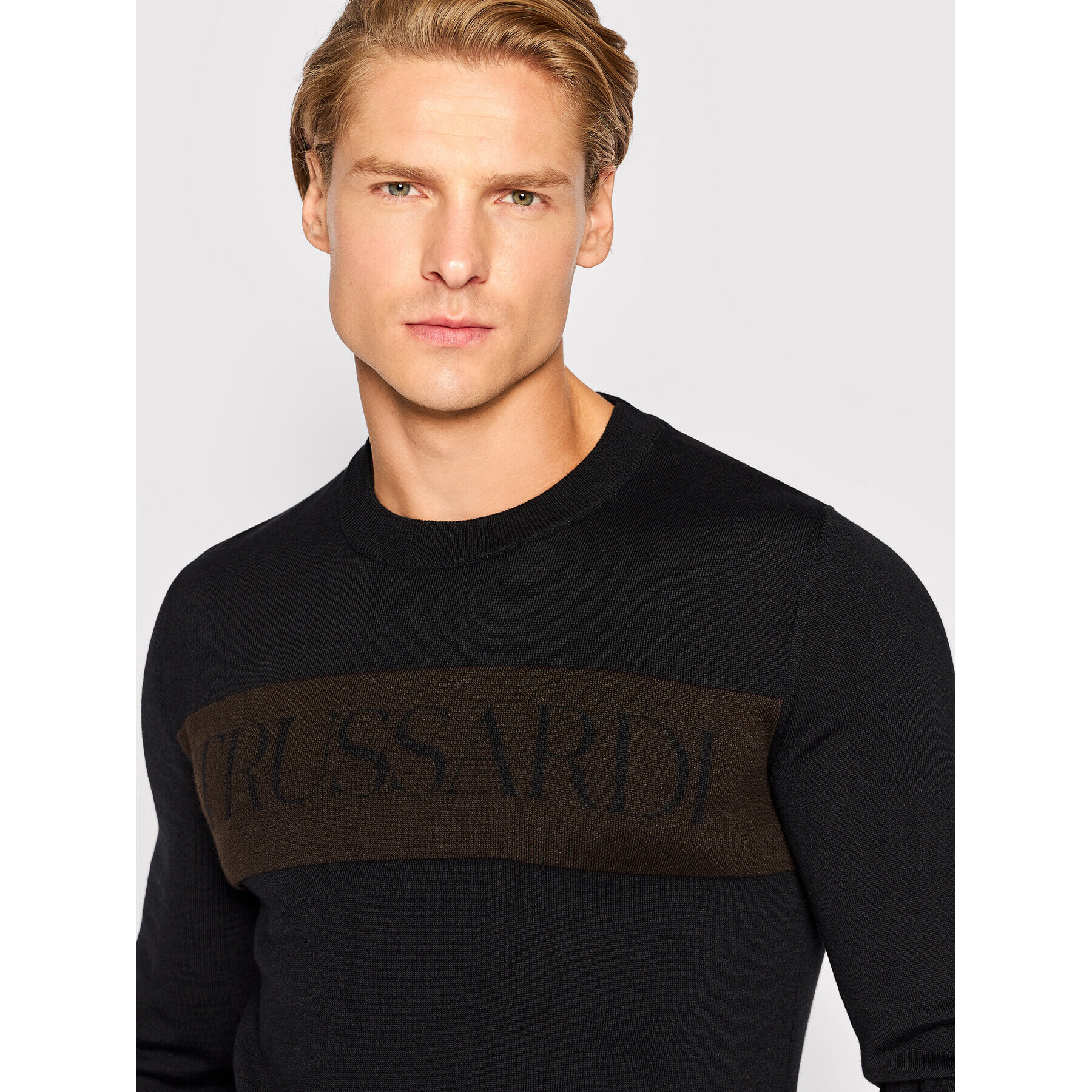 Trussardi Pulover Wool Blend 52M00645 Negru Regular Fit - Pled.ro