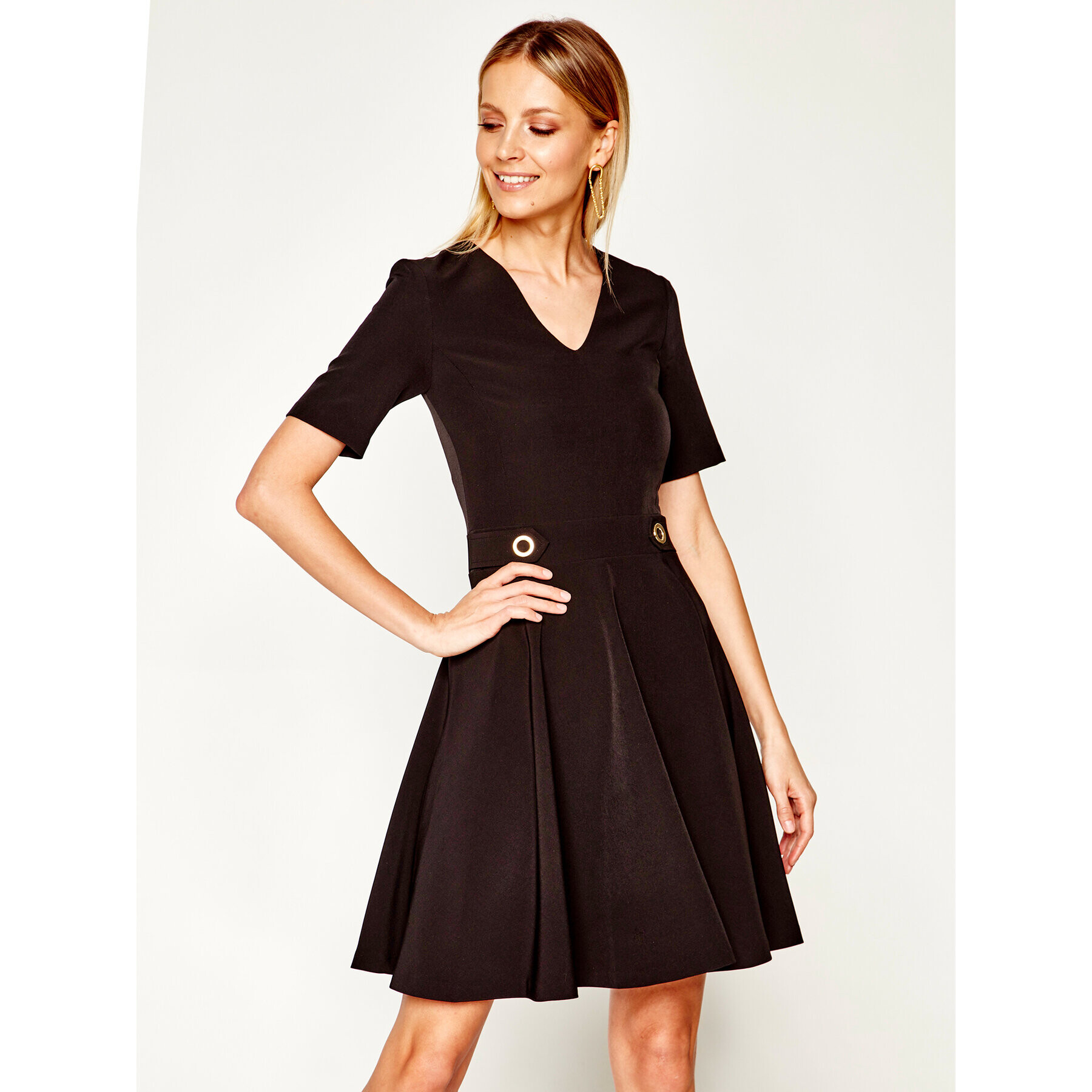 Trussardi Rochie cocktail Technical 56D00362 Negru Regular Fit - Pled.ro