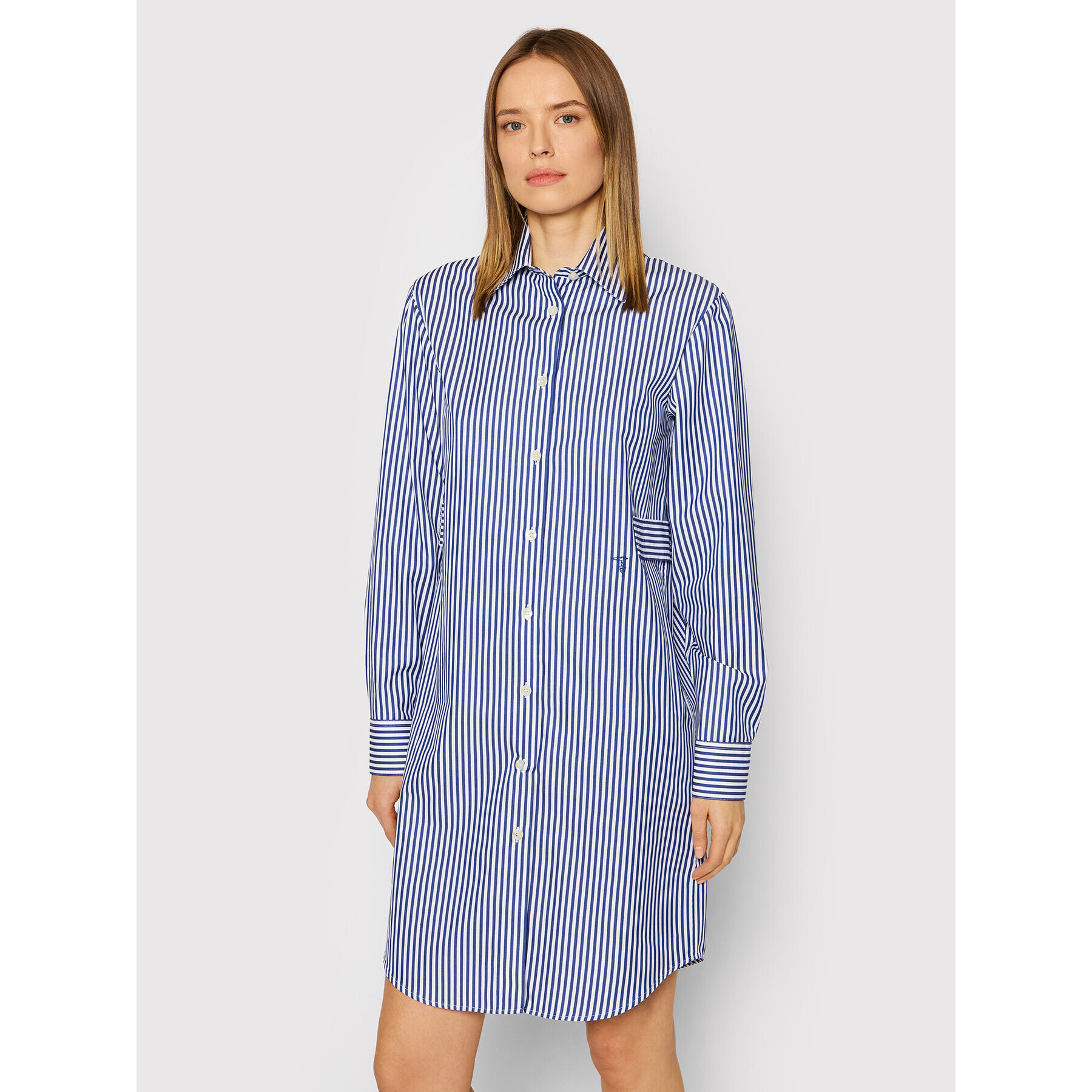 Trussardi Rochie tip cămașă Herringbone 56D00588 Bleumarin Relaxed Fit - Pled.ro