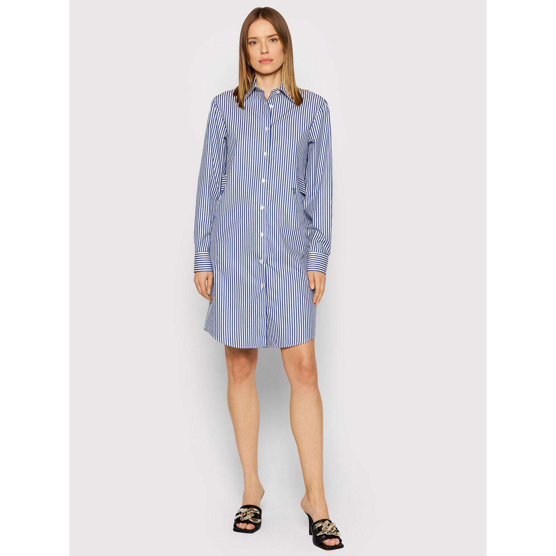 Trussardi Rochie tip cămașă Herringbone 56D00588 Bleumarin Relaxed Fit - Pled.ro