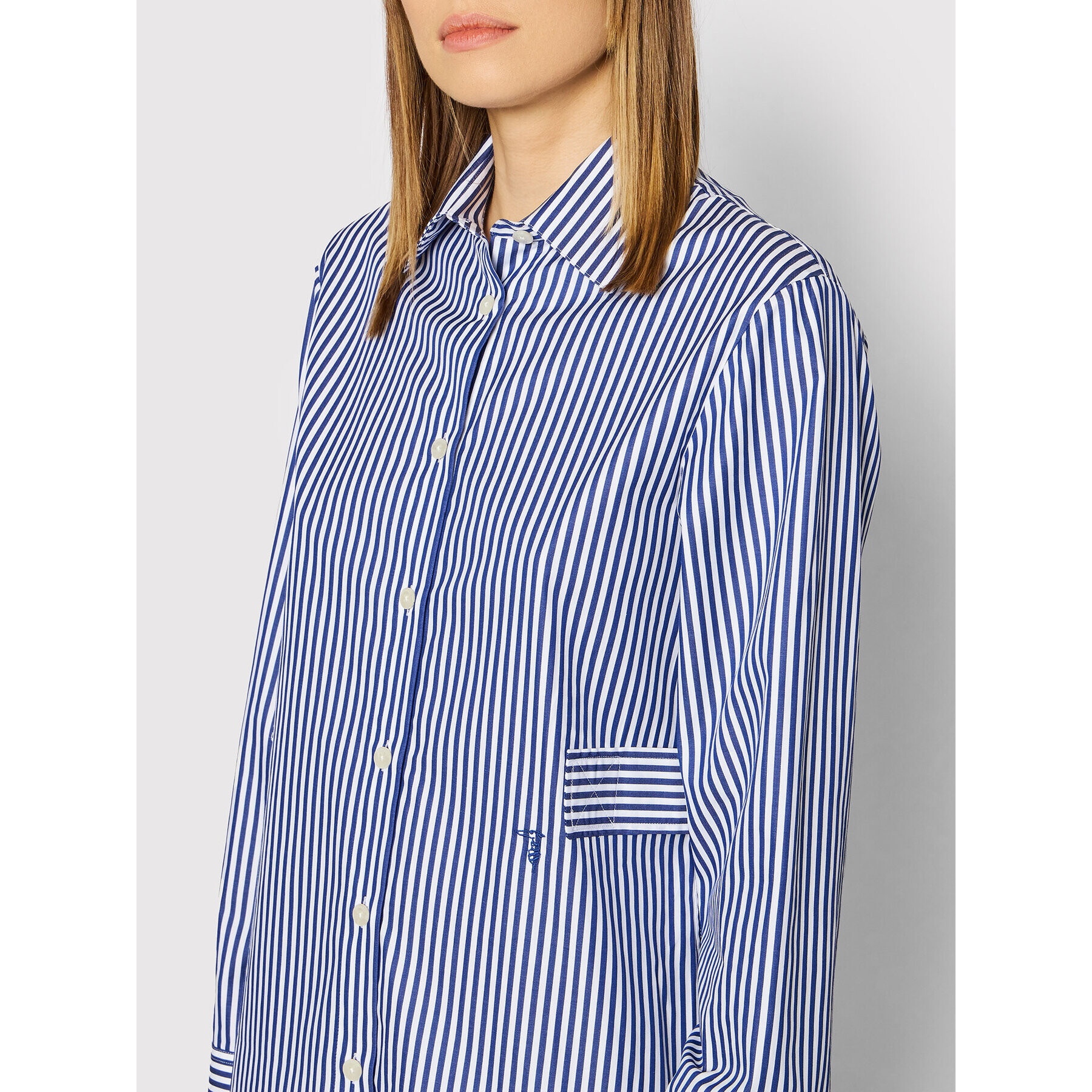 Trussardi Rochie tip cămașă Herringbone 56D00588 Bleumarin Relaxed Fit - Pled.ro