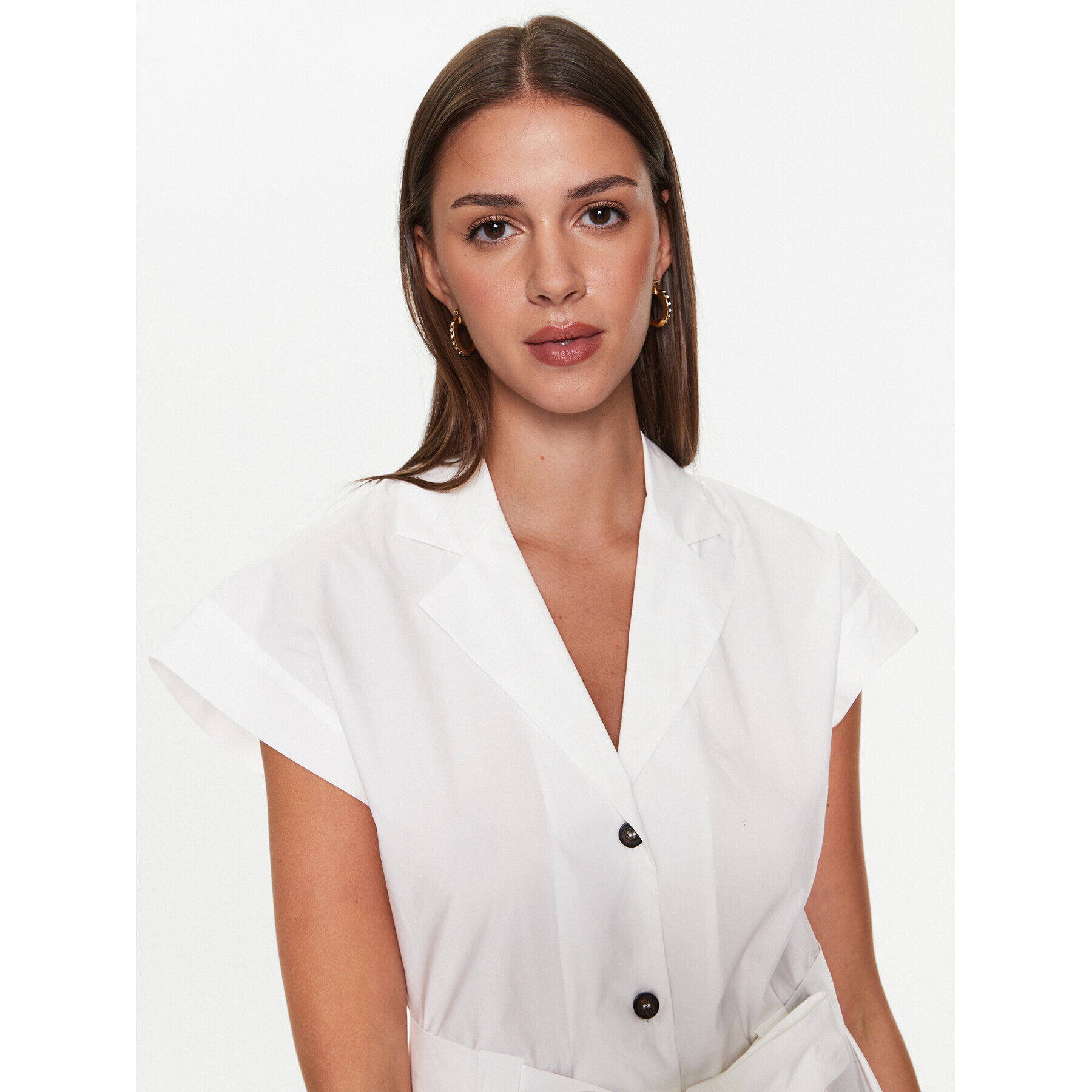 Trussardi Rochie tip cămașă 56D00719 Alb Regular Fit - Pled.ro