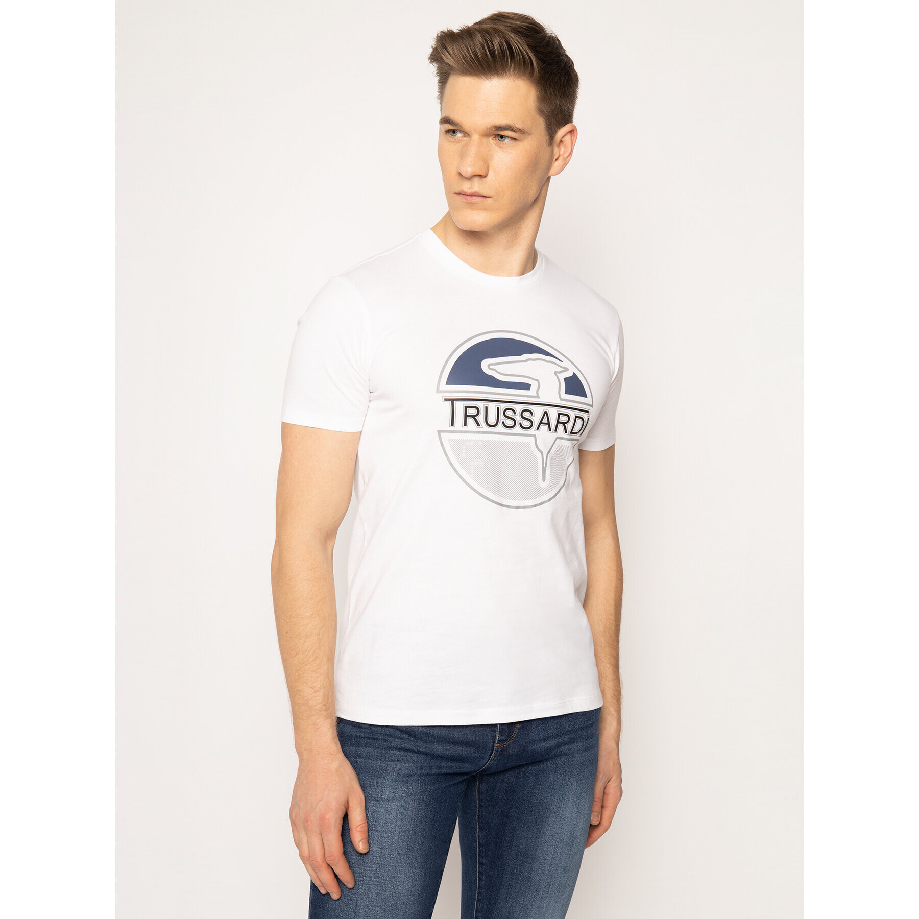 Trussardi Tricou 52T00323 Alb Regular Fit - Pled.ro