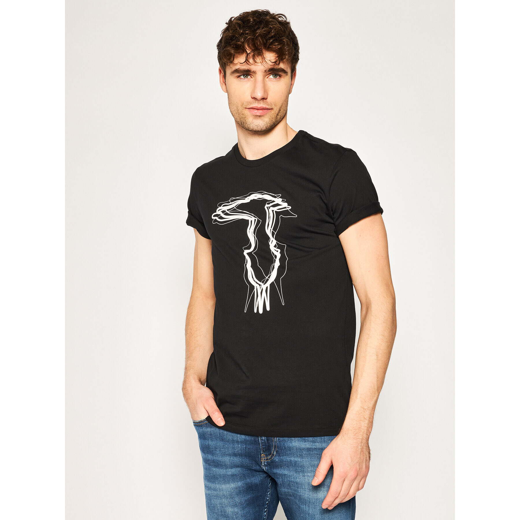 Trussardi Tricou 52T00326 Negru Regular Fit - Pled.ro