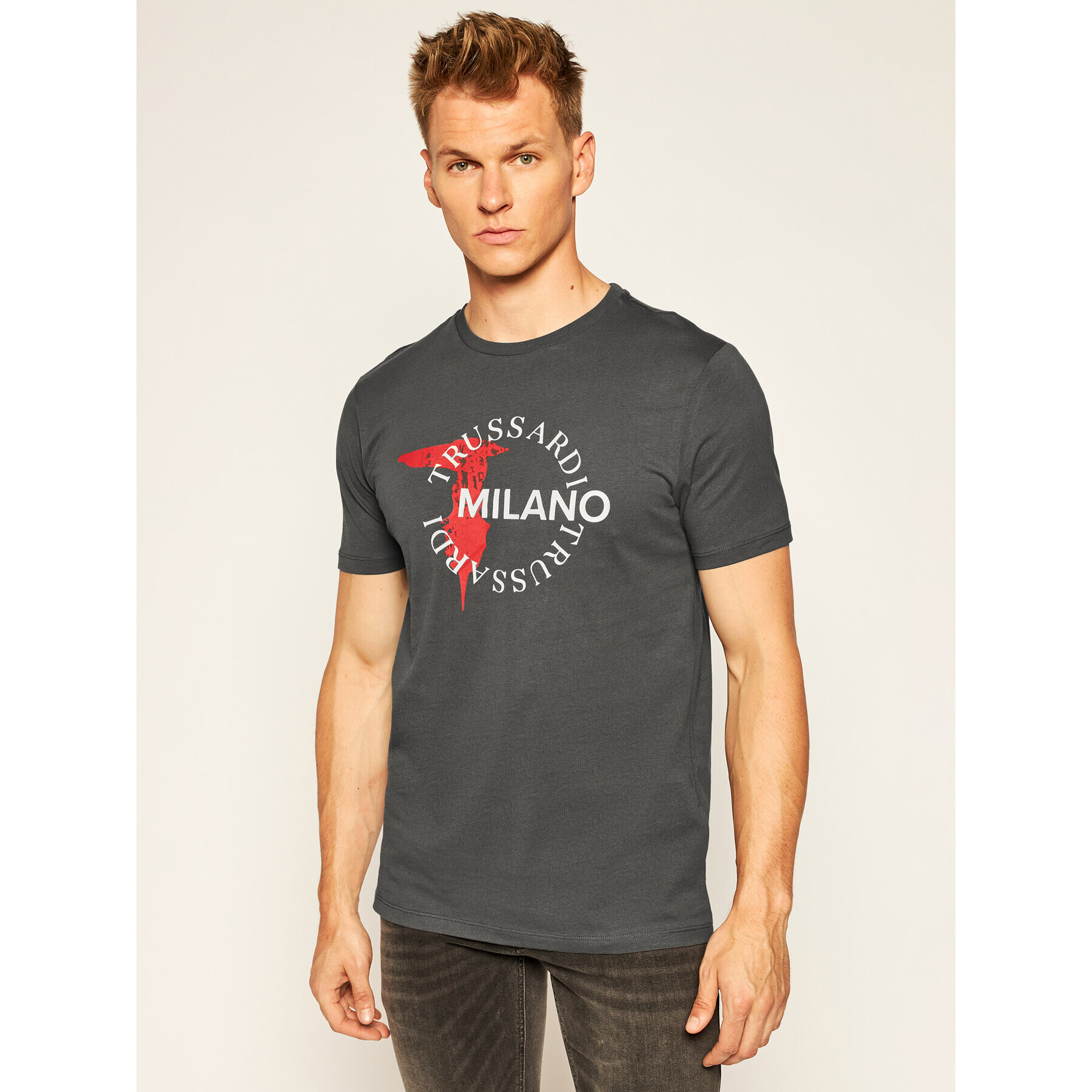 Trussardi Tricou 52T00374 Gri Regular Fit - Pled.ro