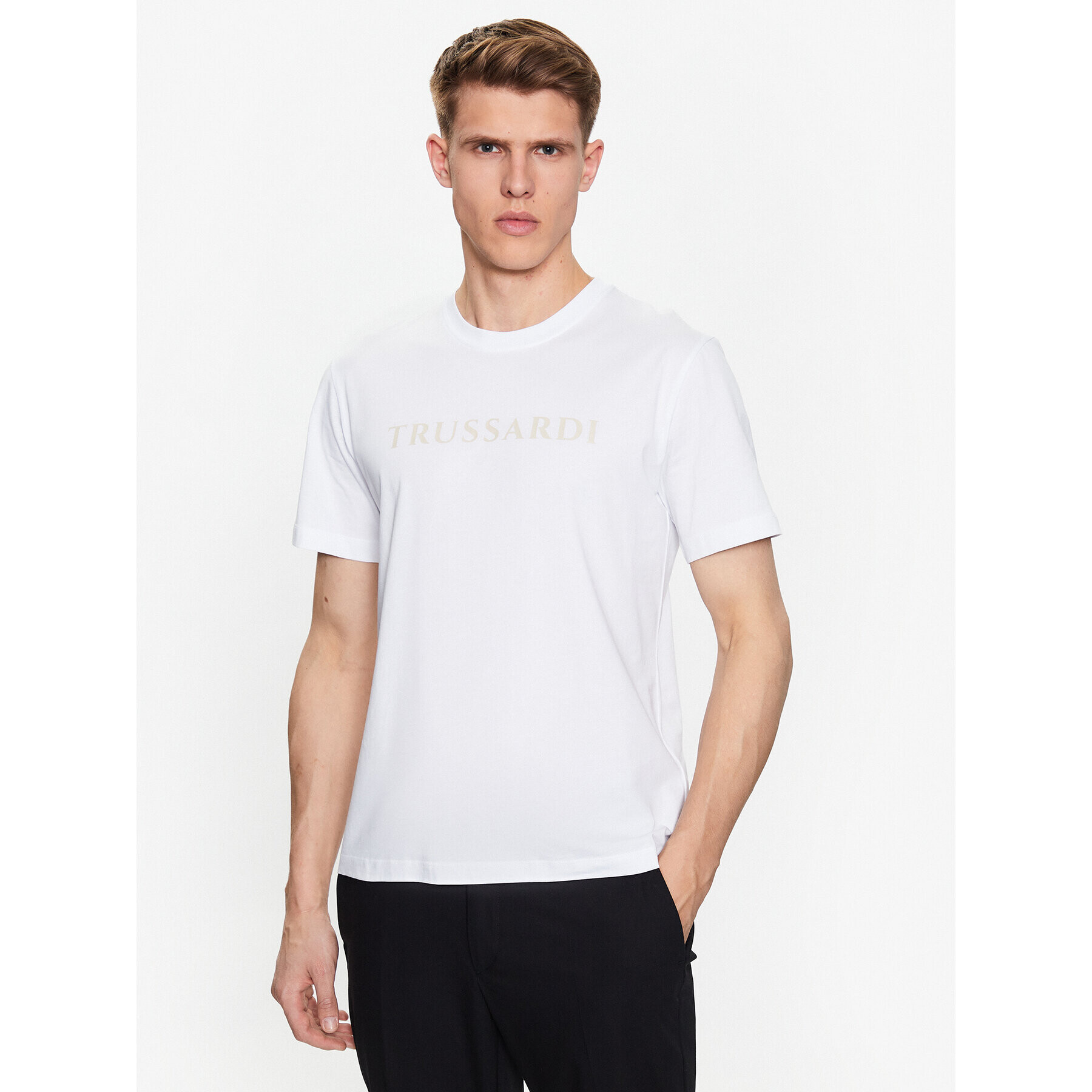 Trussardi Tricou 52T00724 Alb Regular Fit - Pled.ro