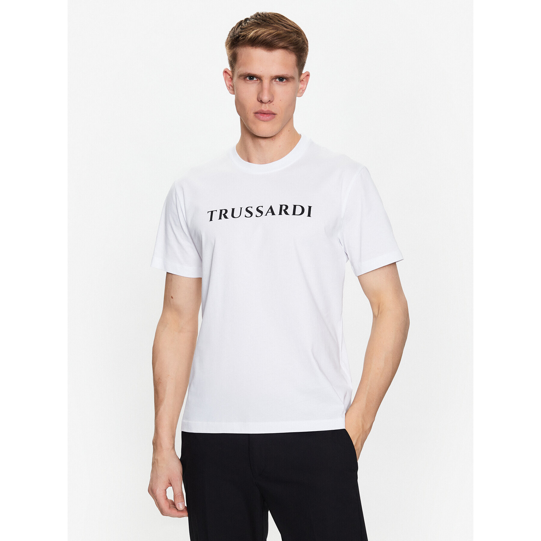 Trussardi Tricou 52T00724 Alb Regular Fit - Pled.ro