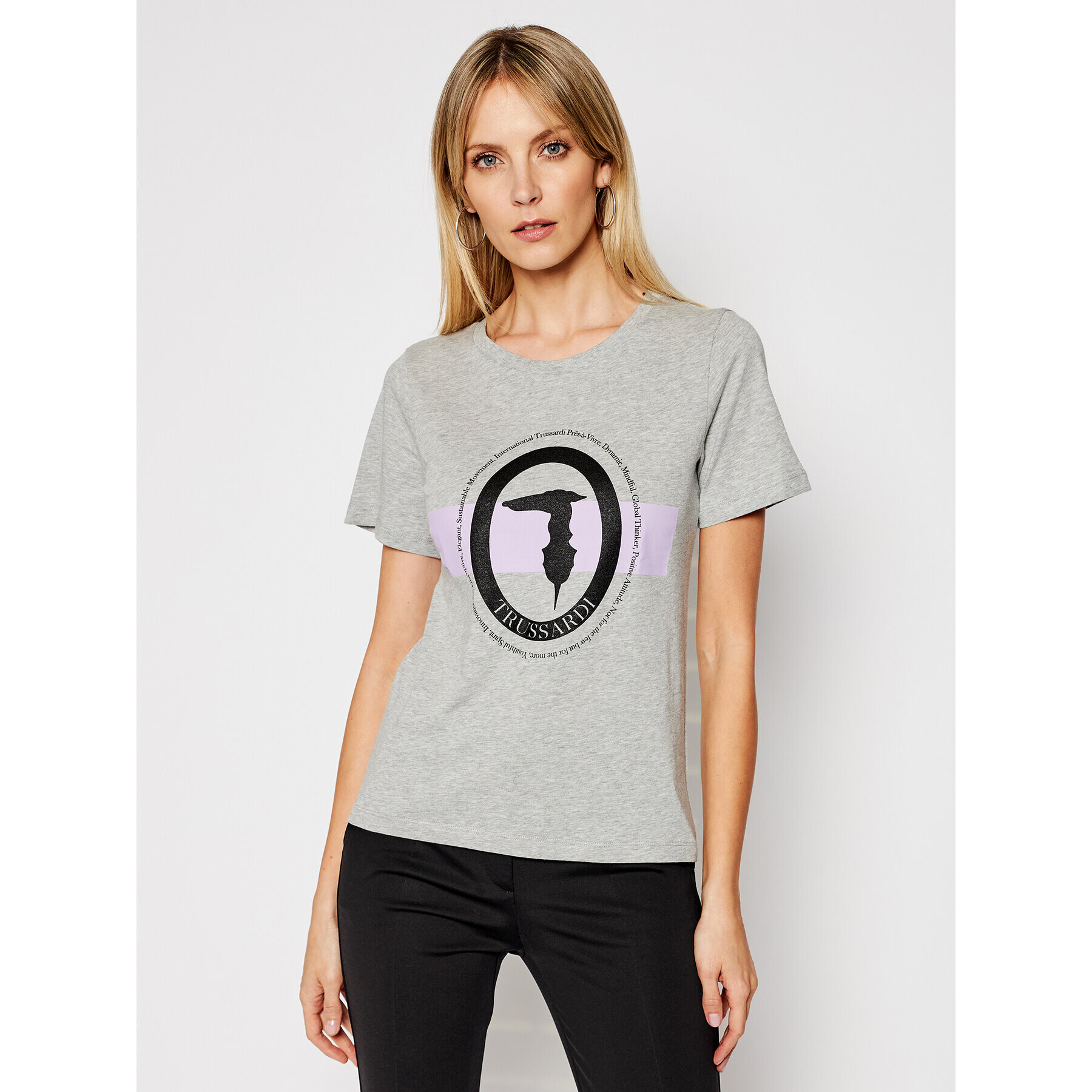 Trussardi Tricou 56T00328 Gri Regular Fit - Pled.ro