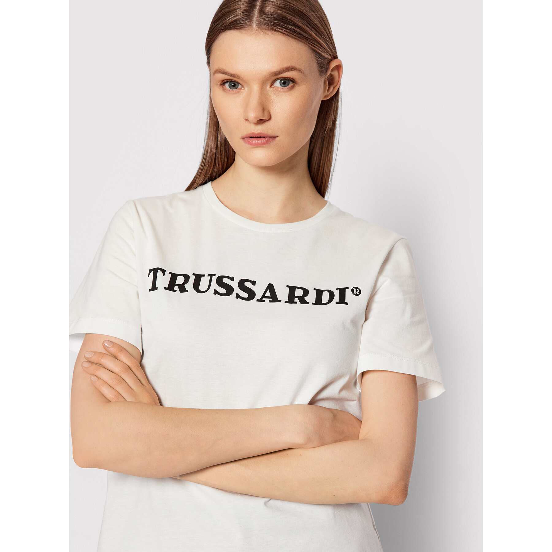 Trussardi Tricou 56T00474 Alb Regular Fit - Pled.ro