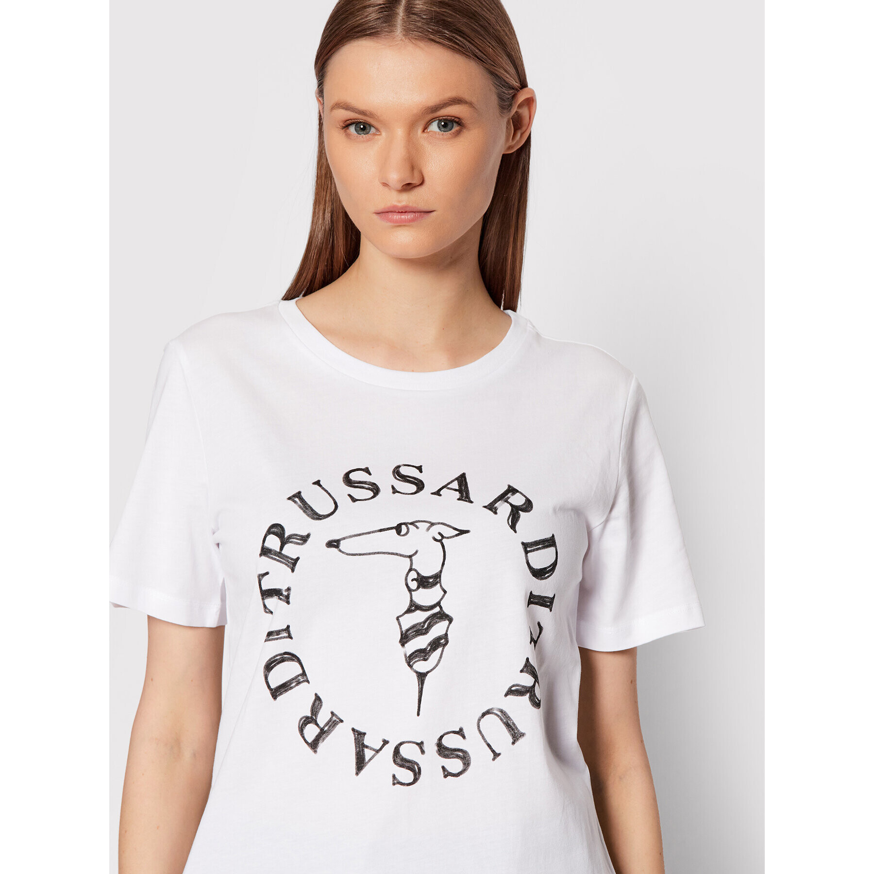 Trussardi Tricou 56T00479 Alb Regular Fit - Pled.ro