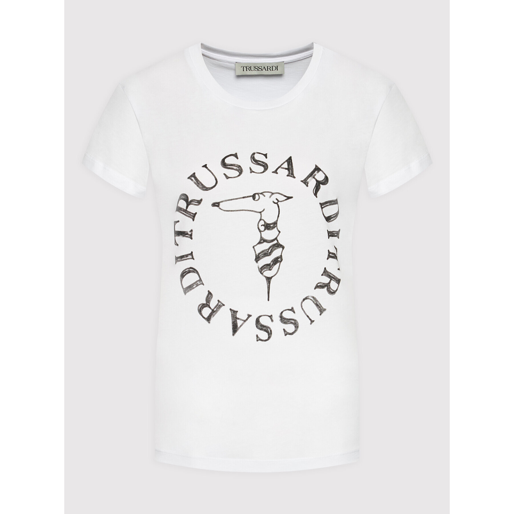 Trussardi Tricou 56T00479 Alb Regular Fit - Pled.ro