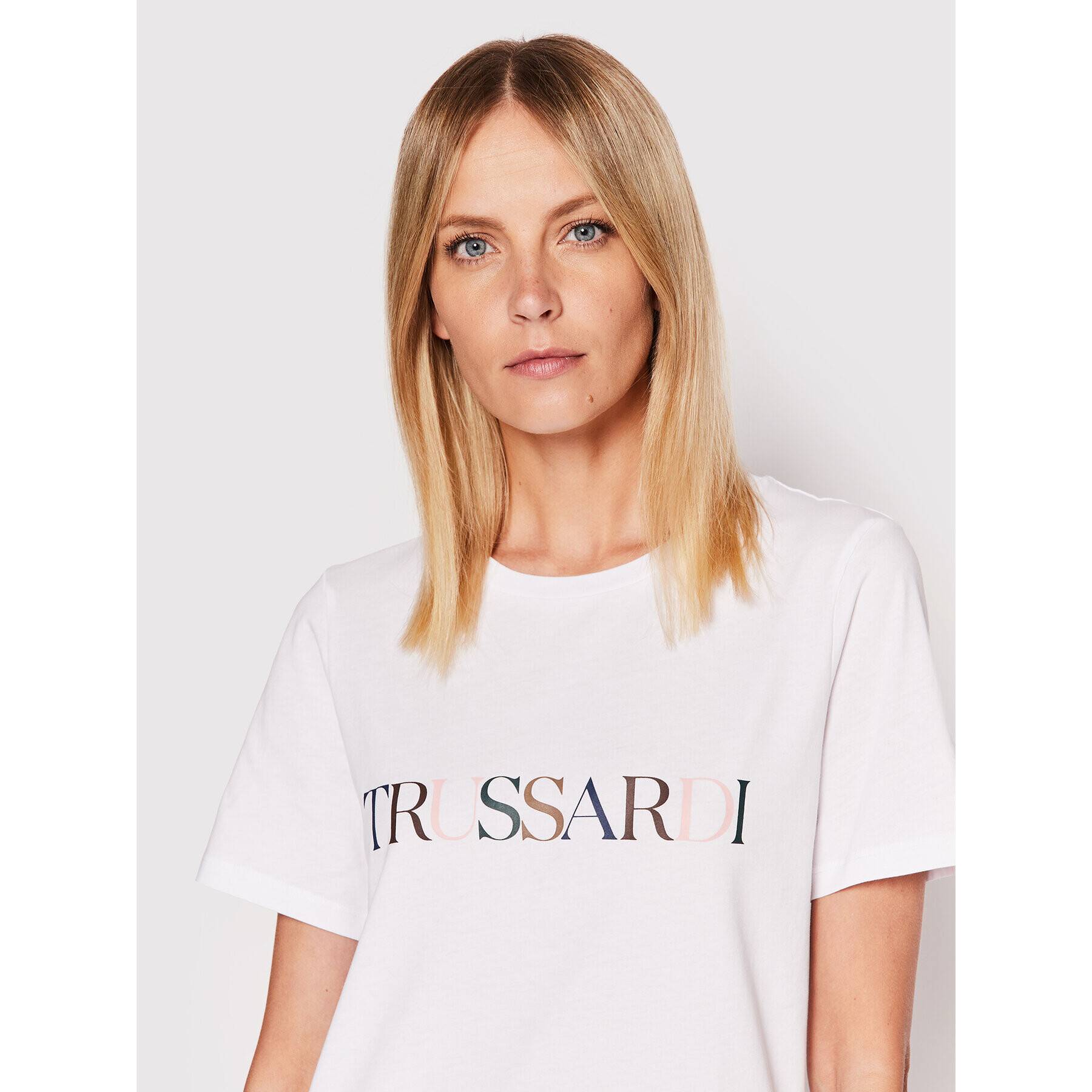 Trussardi Tricou 56T00507 Alb Regular Fit - Pled.ro