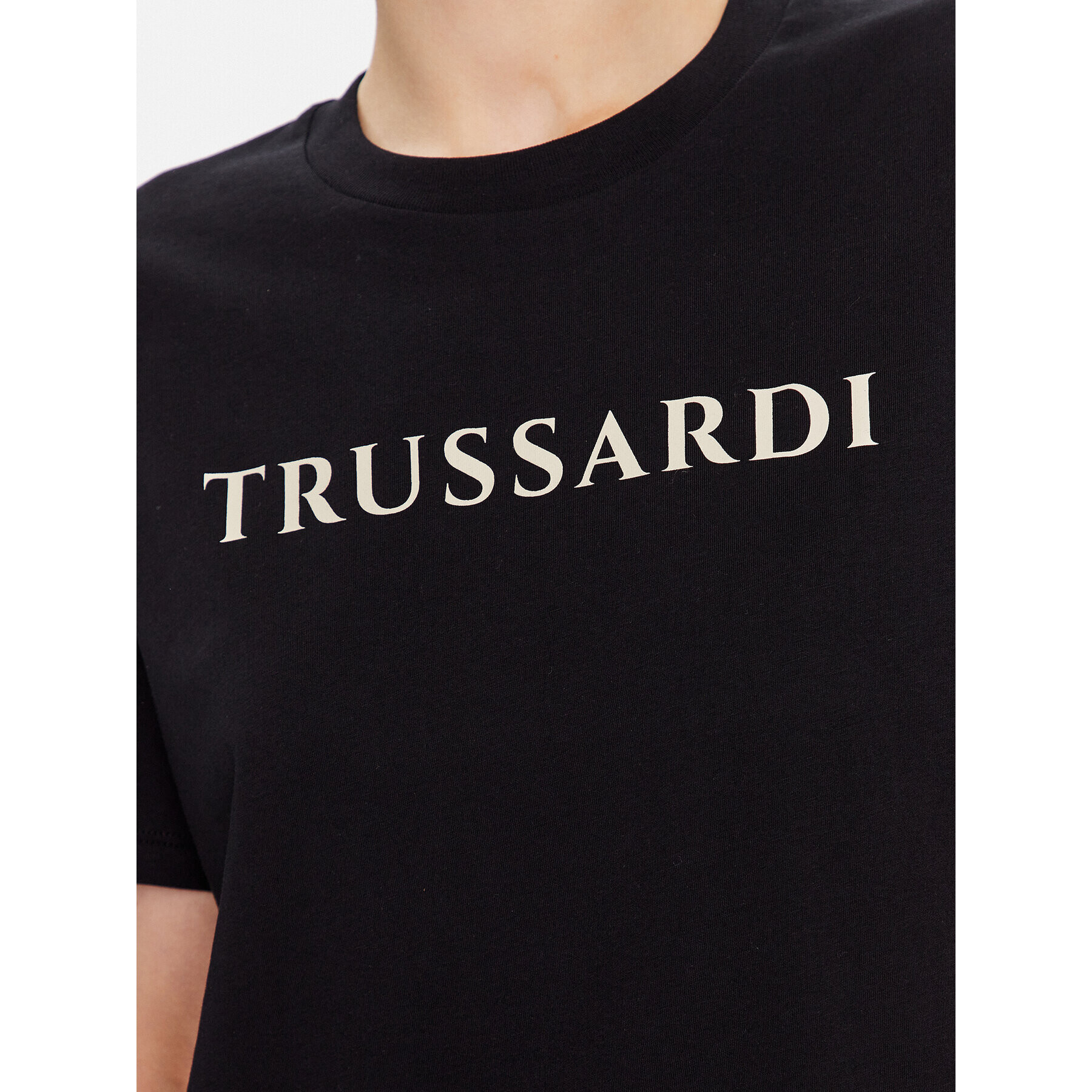 Trussardi Tricou Lettering Print 56T00565 Negru Regular Fit - Pled.ro