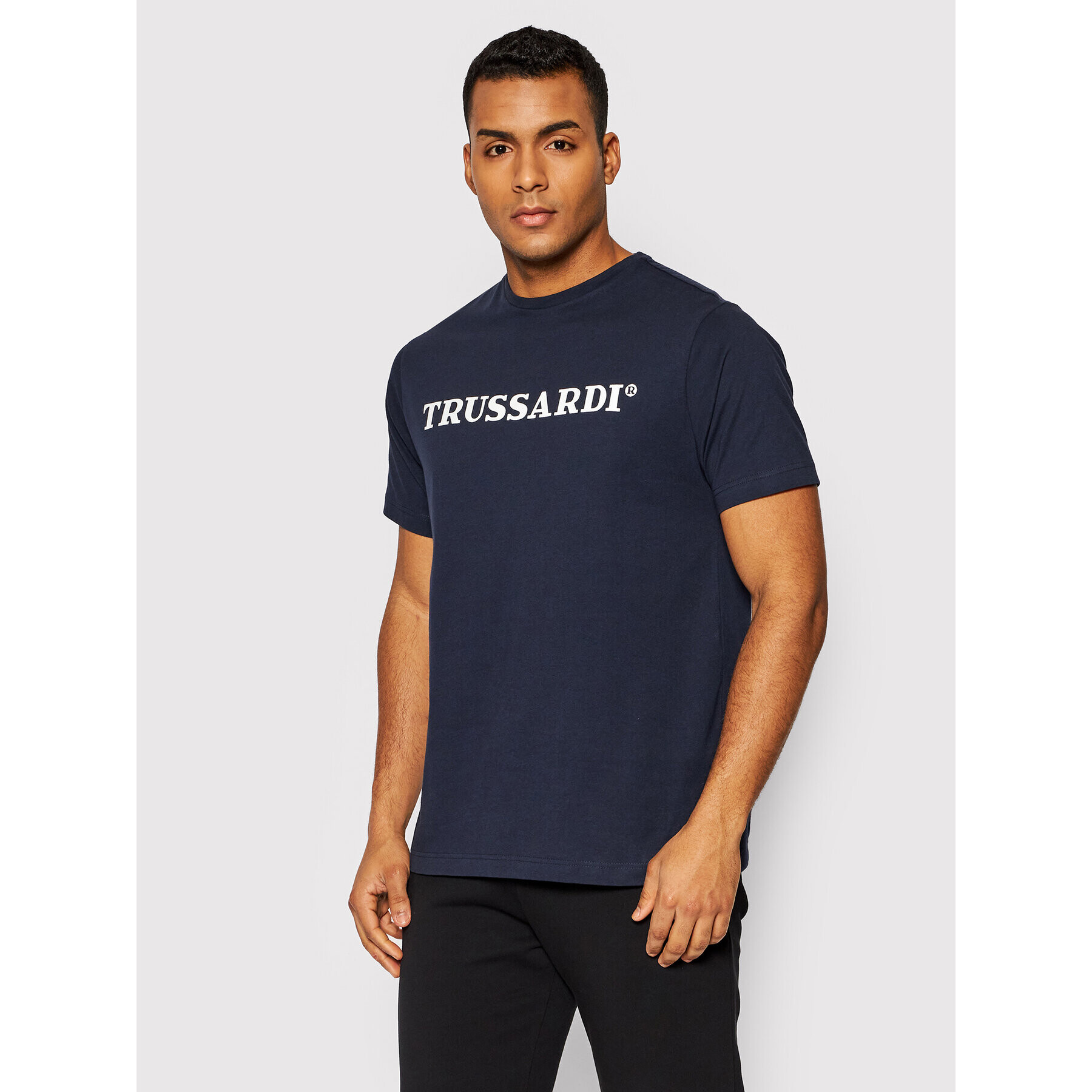 Trussardi Tricou Logo 52T00589 Bleumarin Regular Fit - Pled.ro