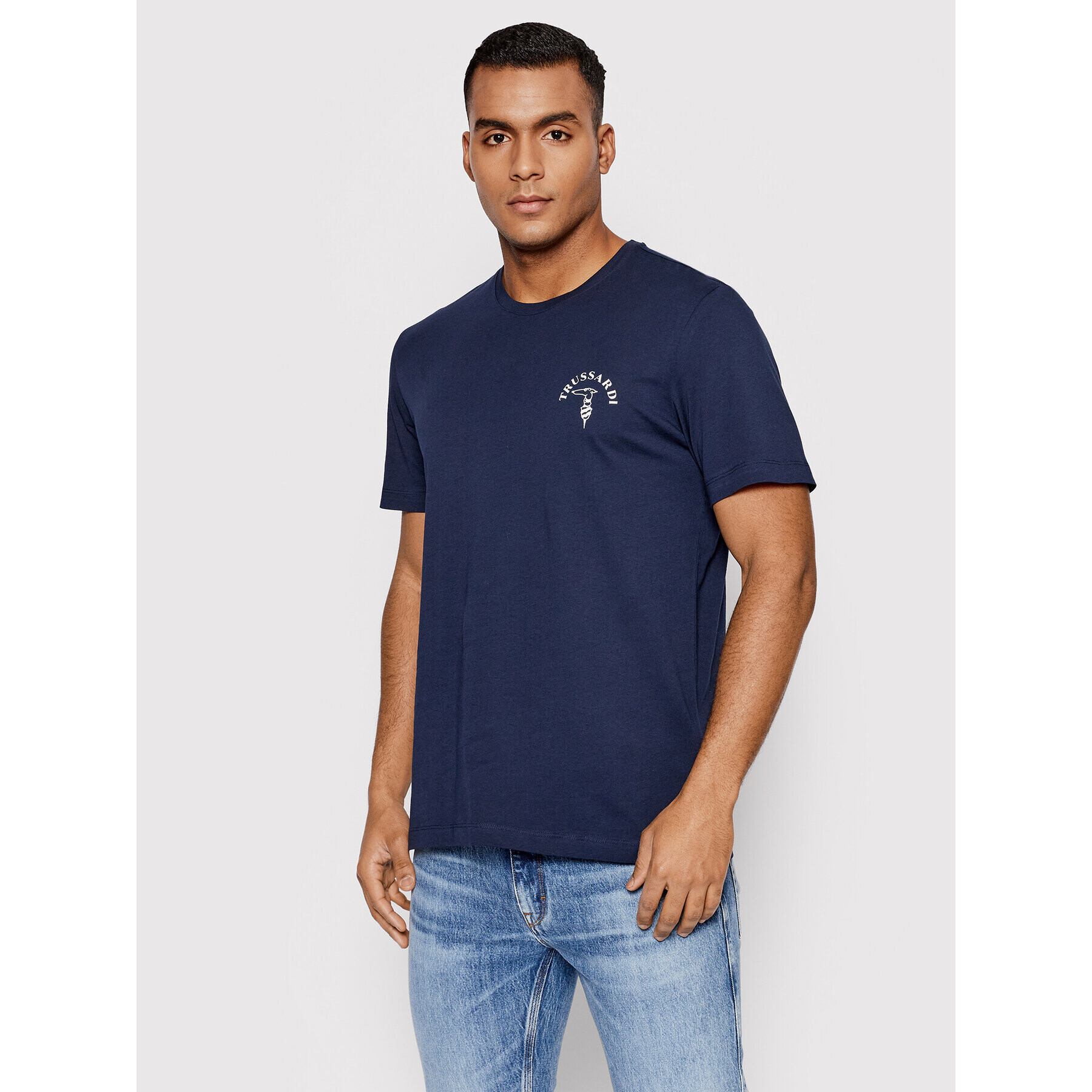 Trussardi Tricou Logo 52T00593 Bleumarin Regular Fit - Pled.ro