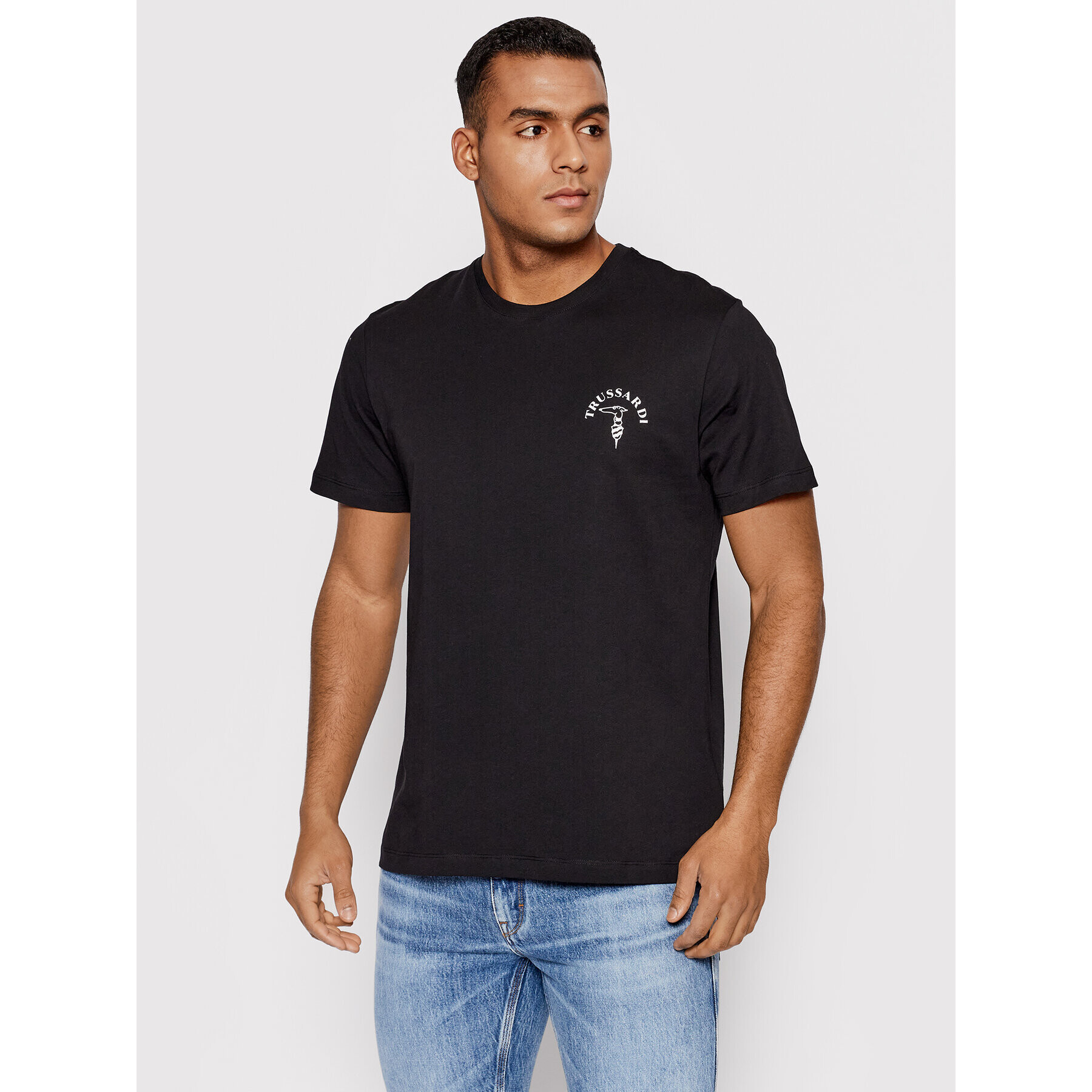 Trussardi Tricou Logo 52T00593 Negru Regular Fit - Pled.ro