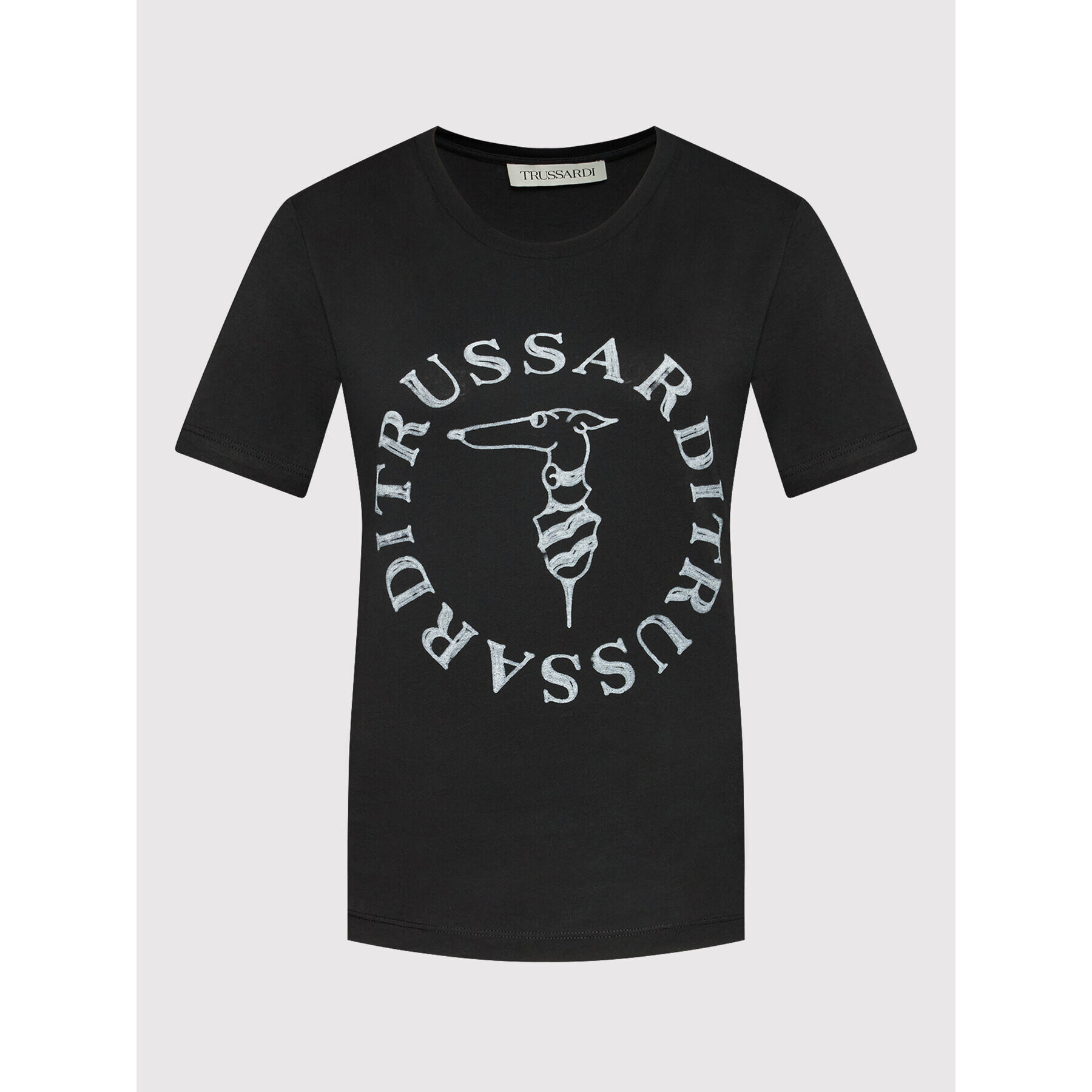 Trussardi Tricou Logo 56T00479 Negru Regular Fit - Pled.ro