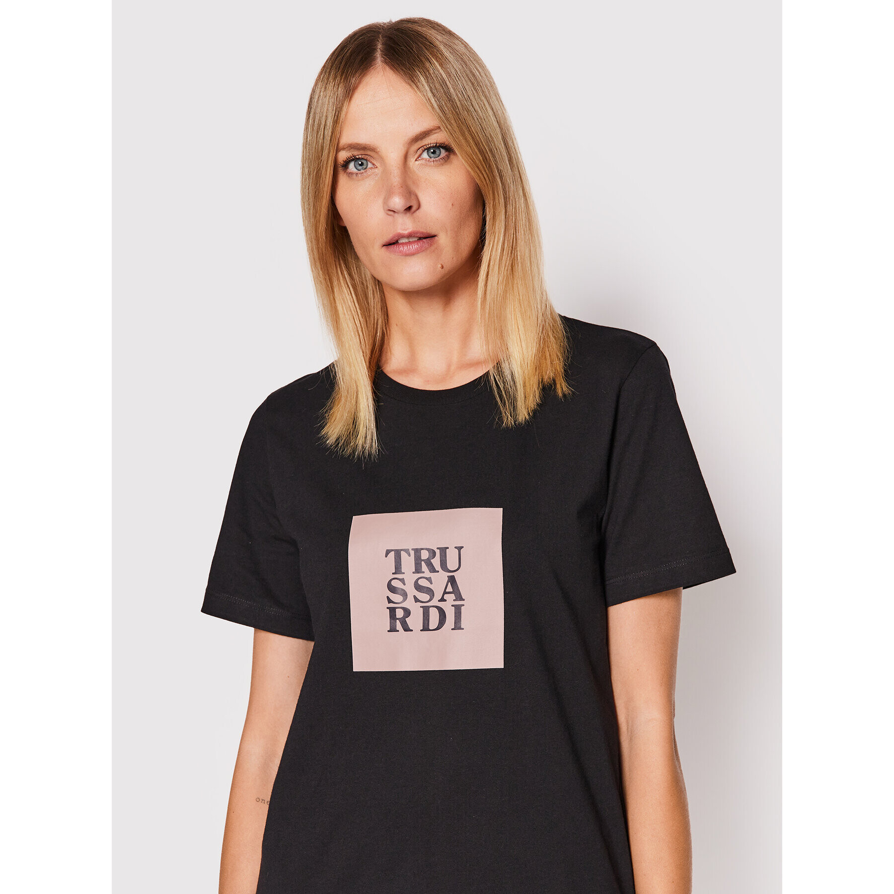 Trussardi Tricou Logo 56T00505 Negru Regular Fit - Pled.ro