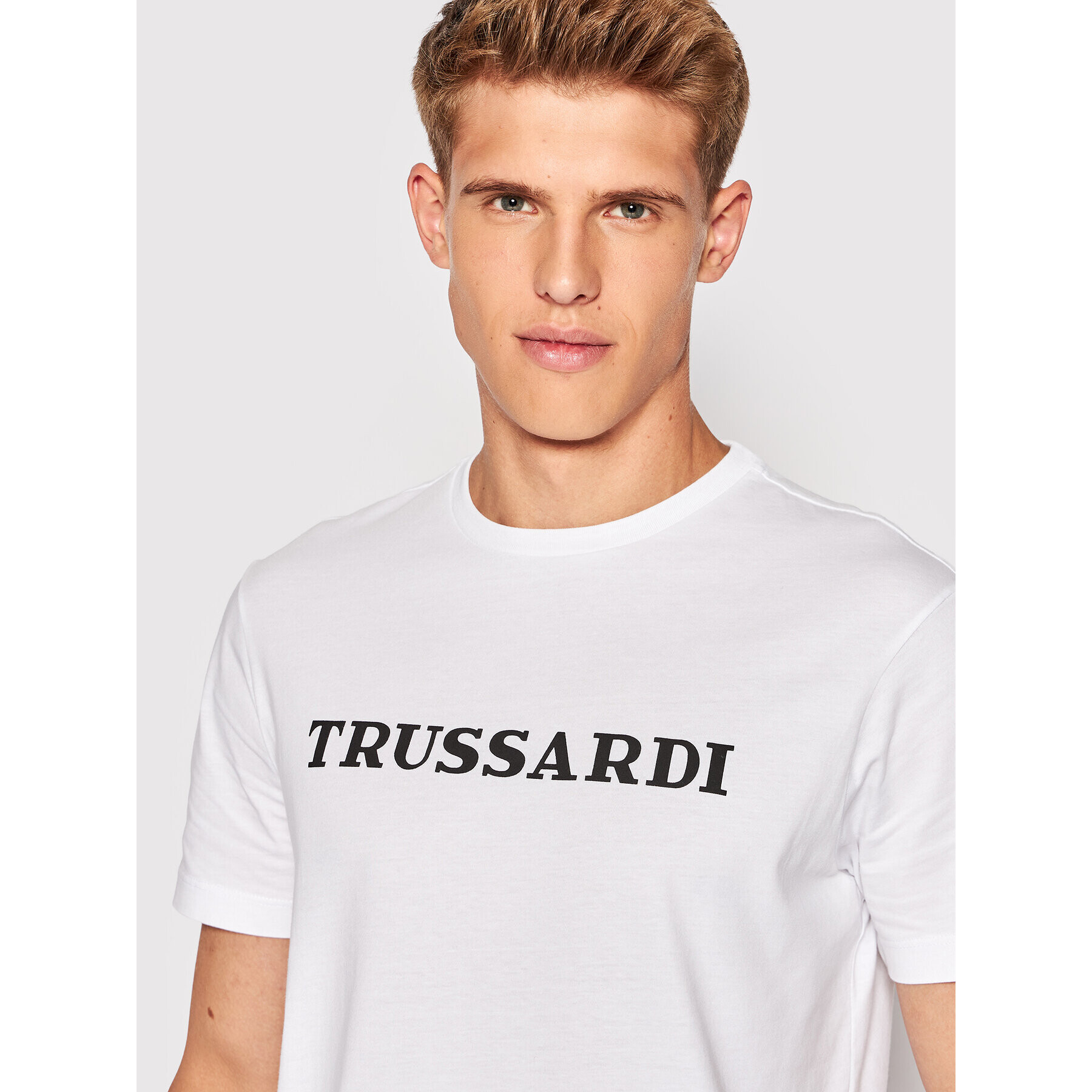 Trussardi Tricou Logo Print 52T00629 Alb Regular Fit - Pled.ro