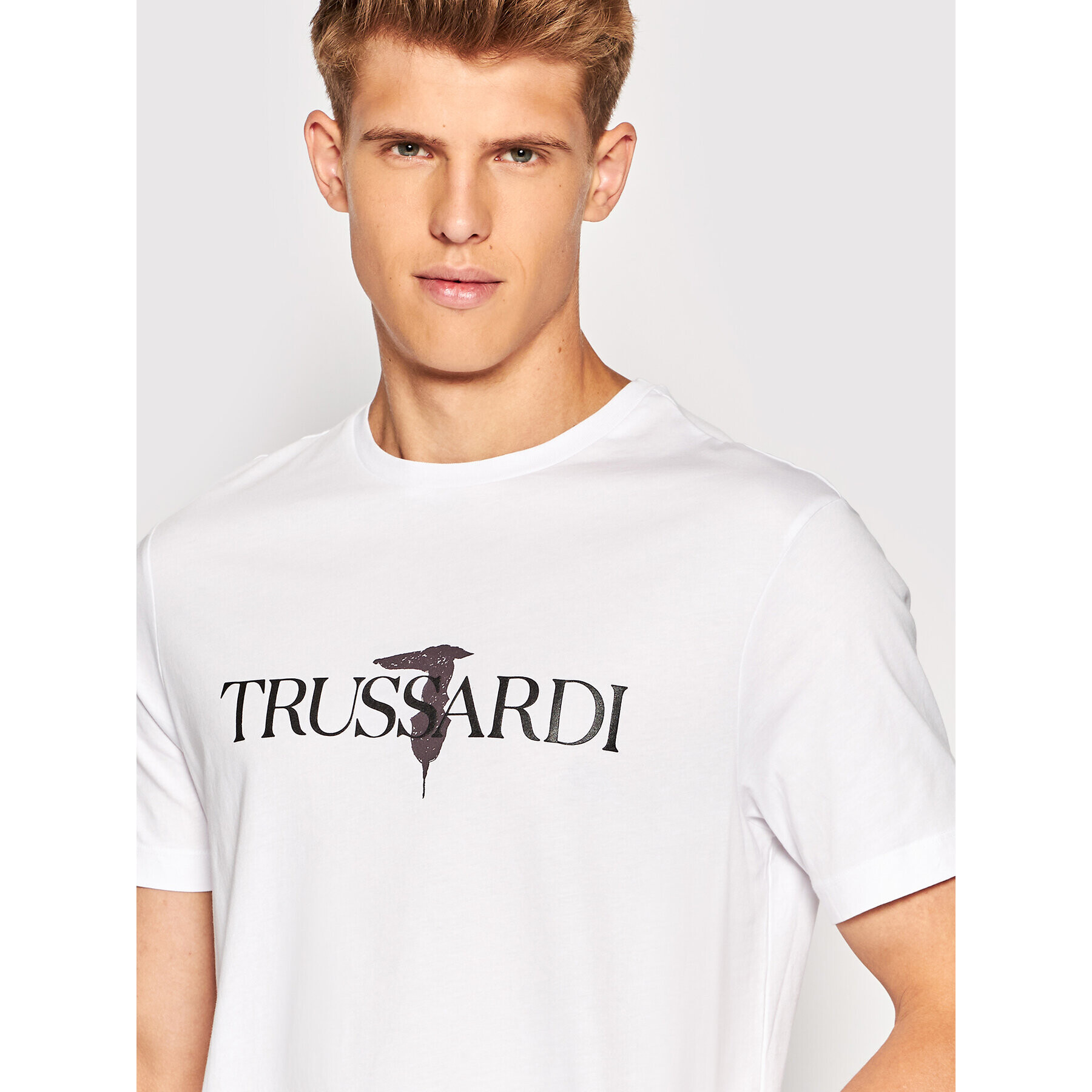 Trussardi Tricou Logo Print 52T00631 Alb Regular Fit - Pled.ro