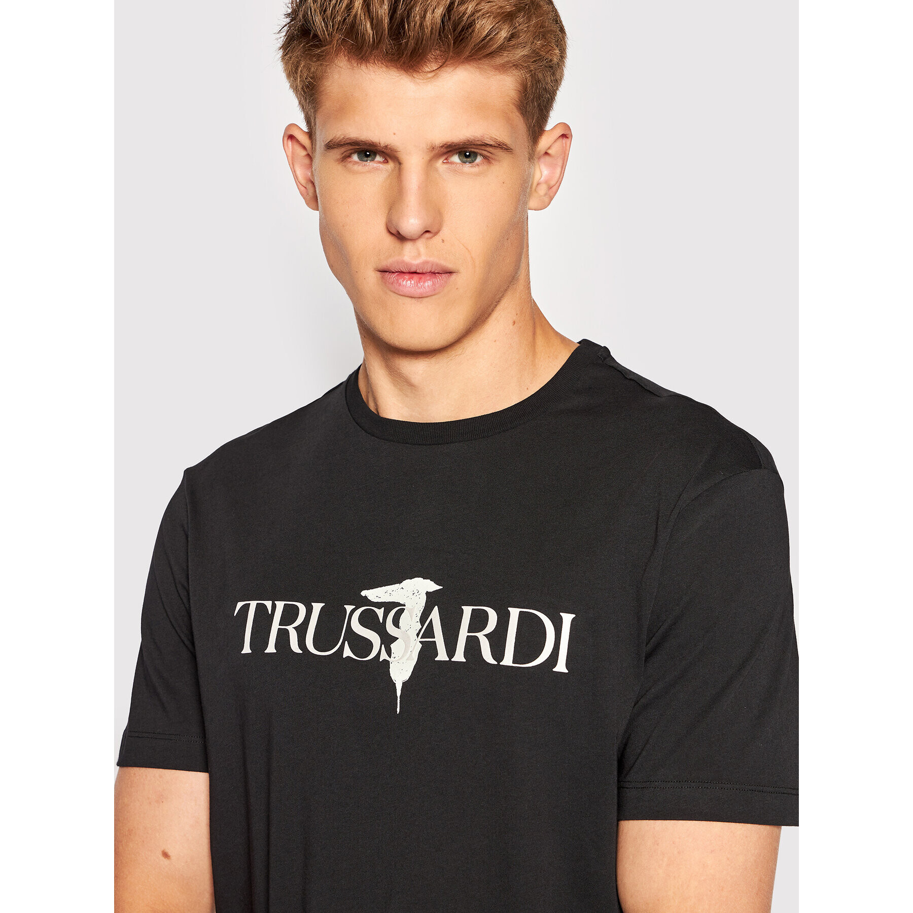 Trussardi Tricou Logo Print 52T00631 Negru Regular Fit - Pled.ro