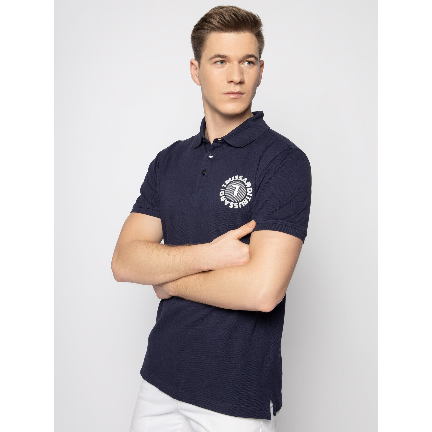 Trussardi Tricou polo 52T00337 Bleumarin Regular Fit - Pled.ro