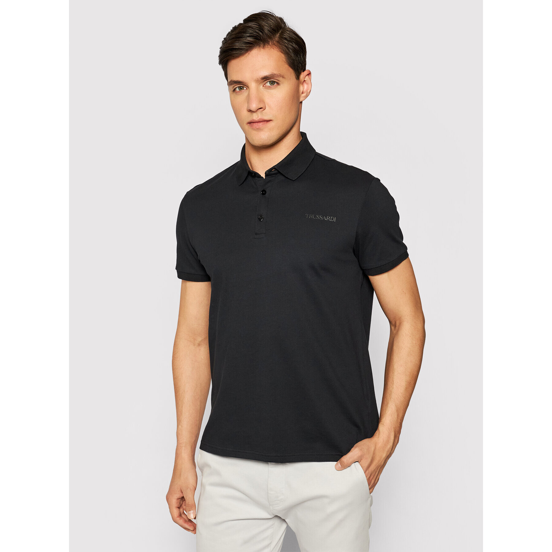 Trussardi Tricou polo 52T00488 Negru Regular Fit - Pled.ro