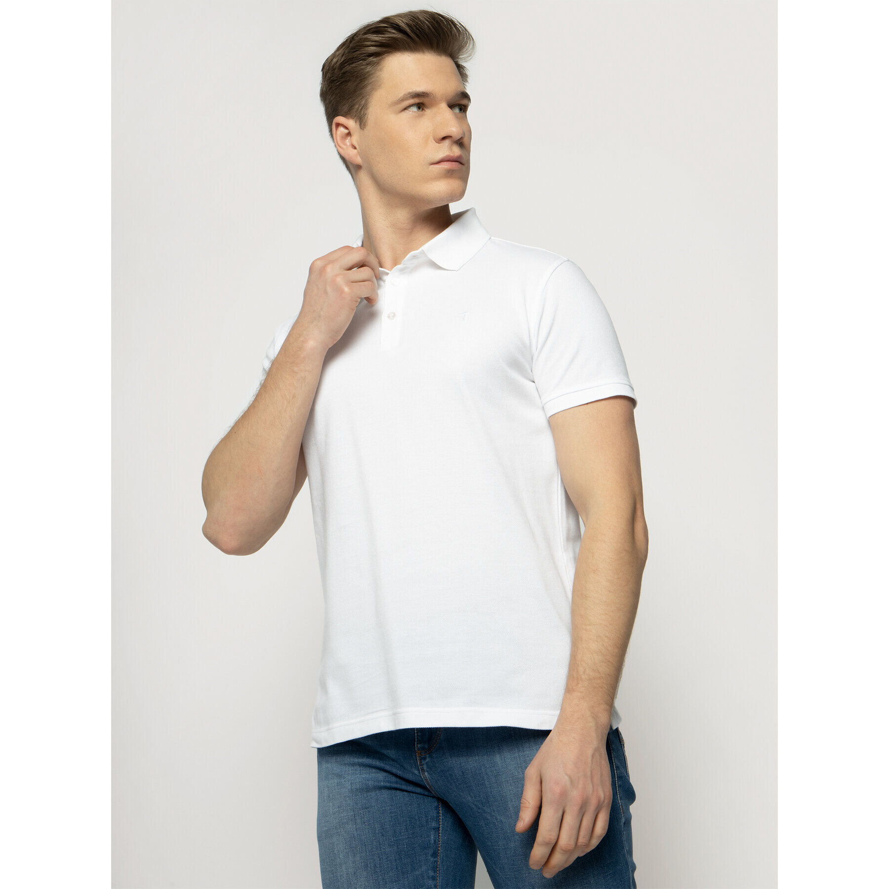 Trussardi Tricou polo 52T00492 Alb Regular Fit - Pled.ro