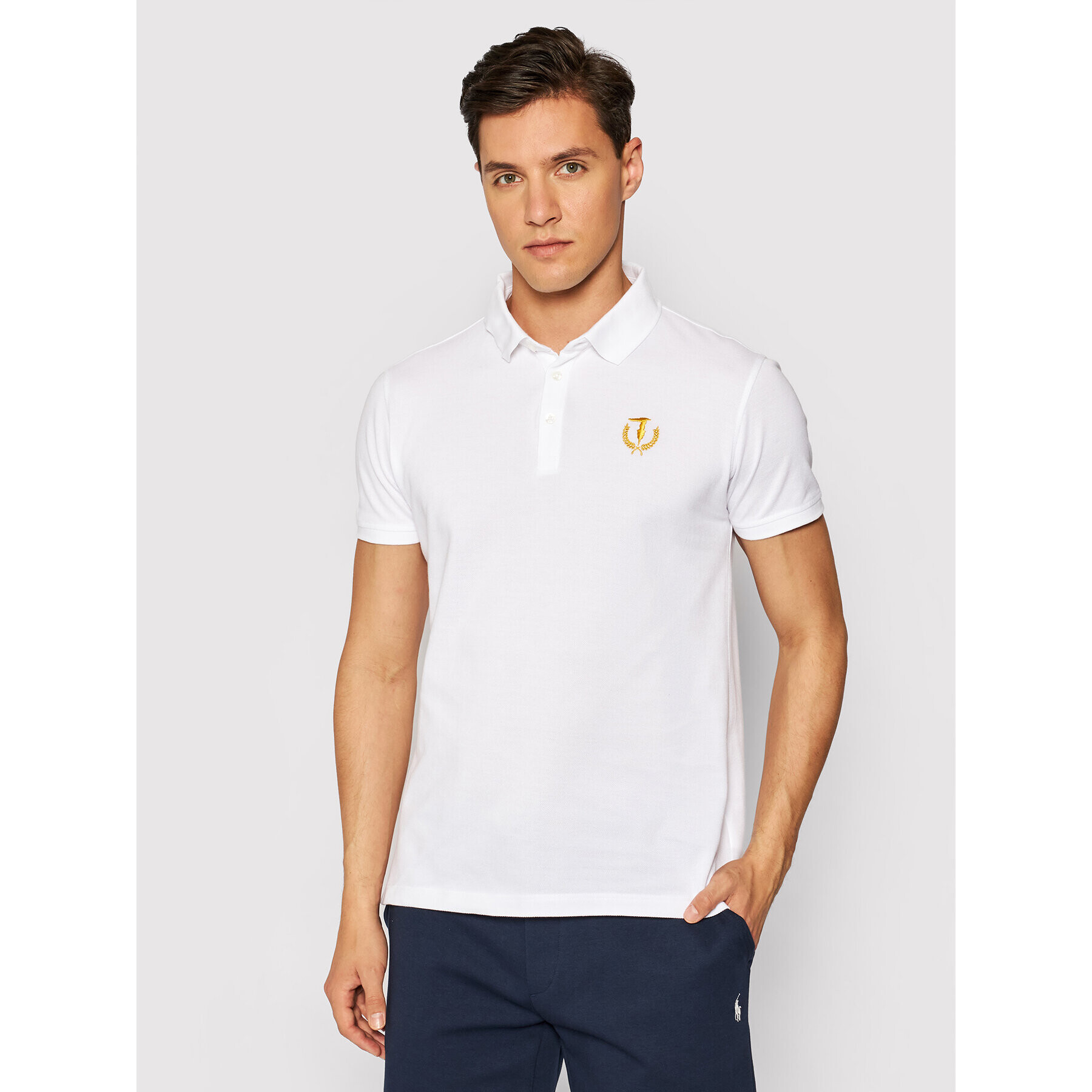 Trussardi Tricou polo 52T00506 Alb Regular Fit - Pled.ro