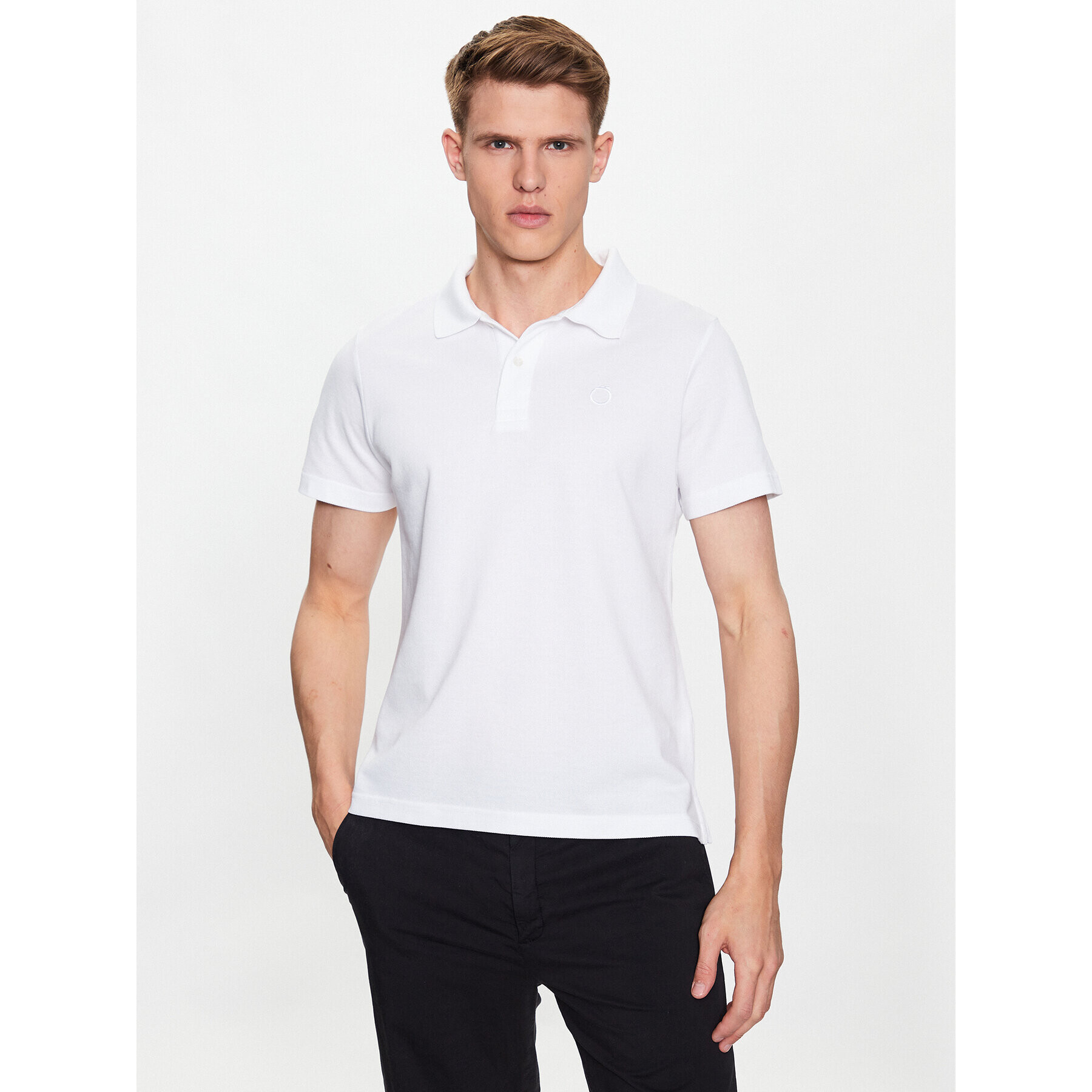 Trussardi Tricou polo Emboidered 52T00712 Alb Regular Fit - Pled.ro