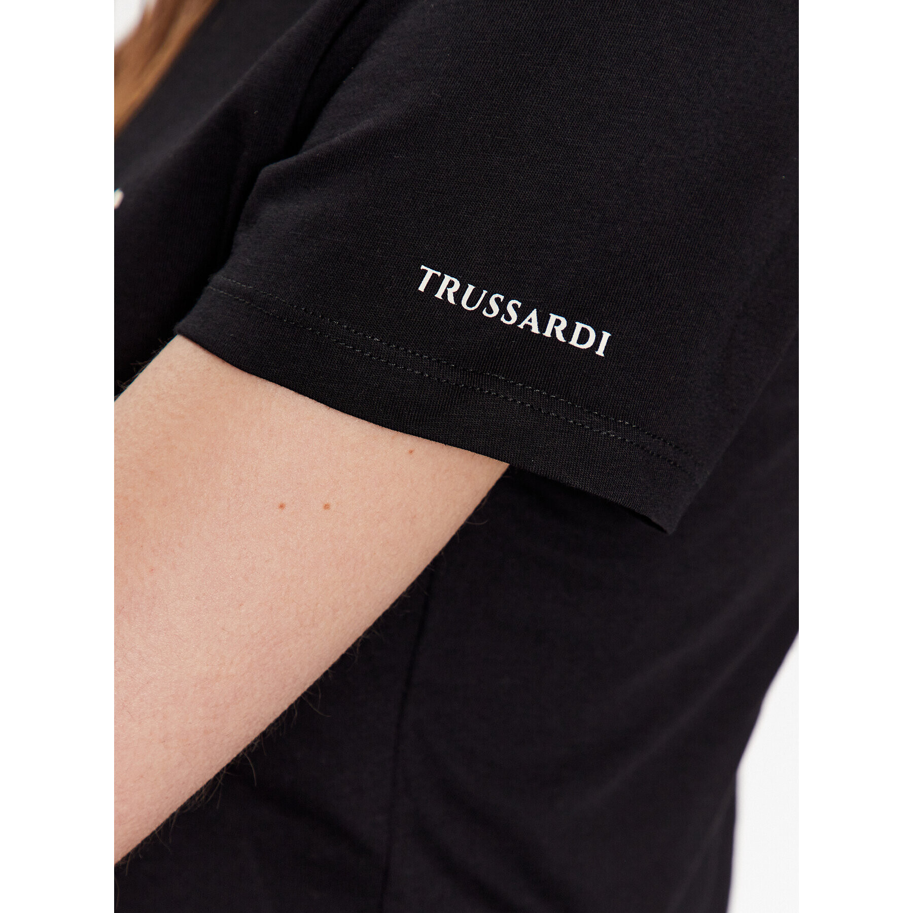 Trussardi Tricou Small Greyhound 56T00538 Negru Regular Fit - Pled.ro